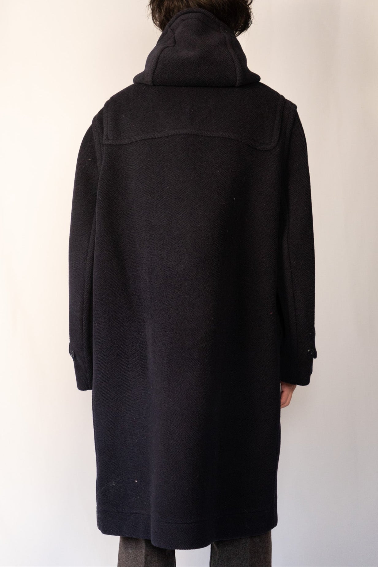 Manteau duffle-coat en laine à chevrons Invertere des années 90
