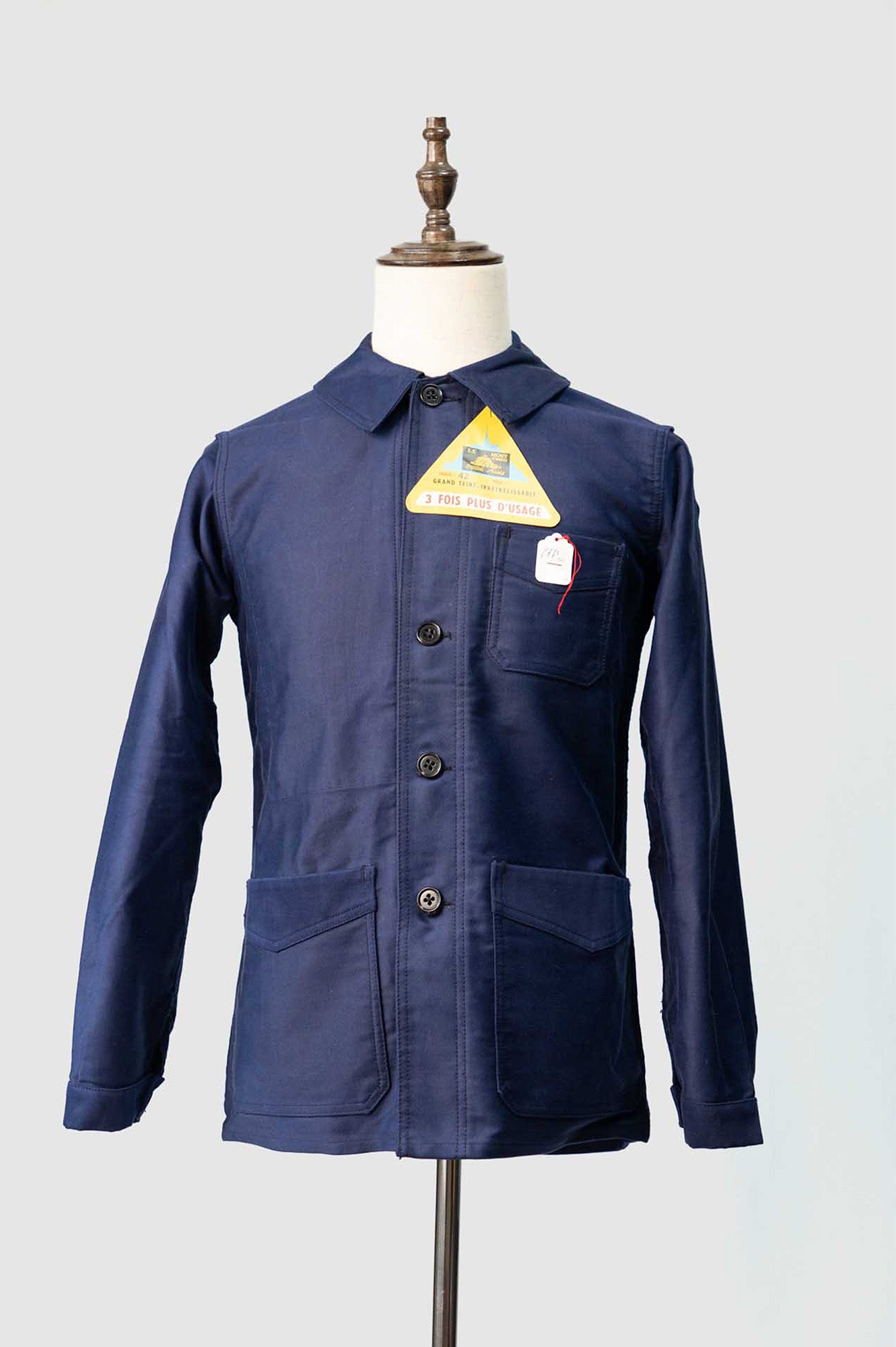 Veste en moleskine bleue French Work des années 40 « Le Mont St Mitchel » Deadstock taille 42