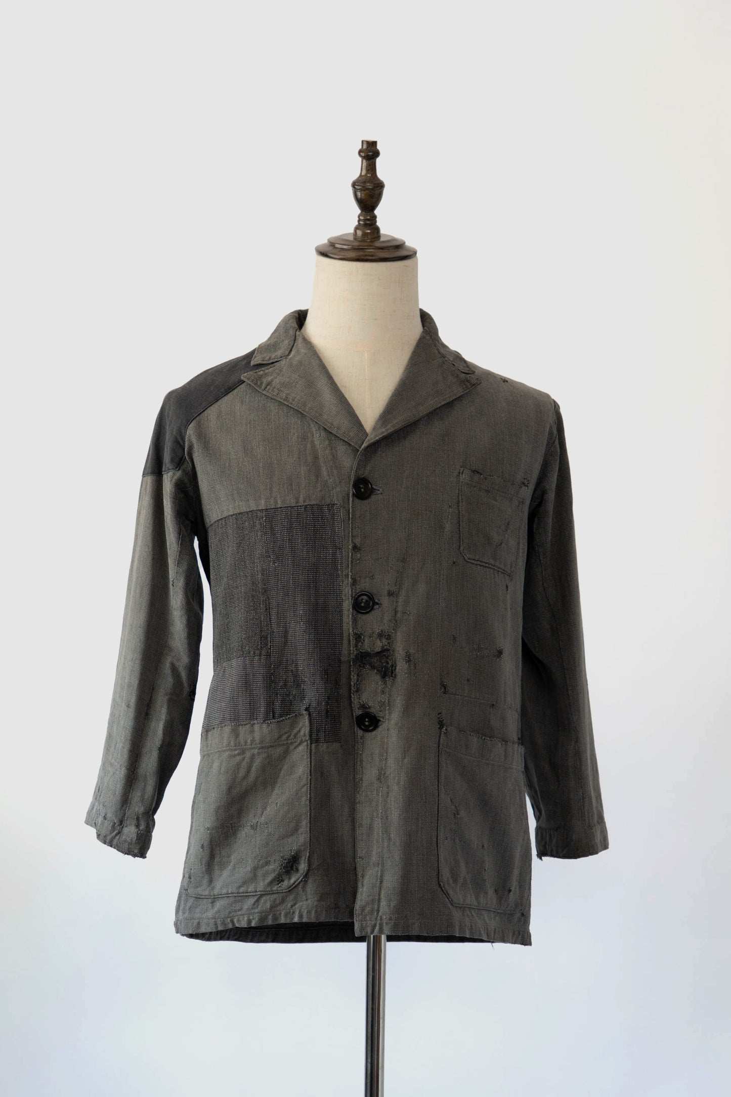 40s French Work Salt & Pepper Atelier Jacket "Boro"