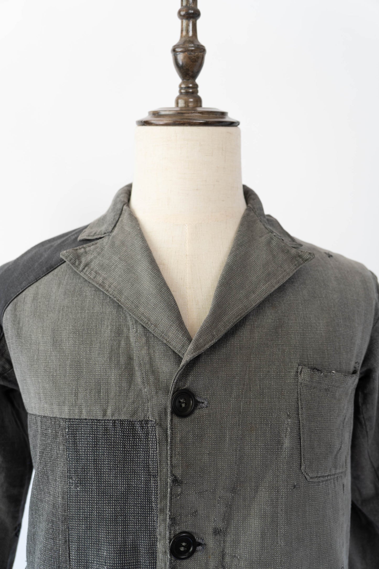 40s French Work Salt & Pepper Atelier Jacket "Boro"
