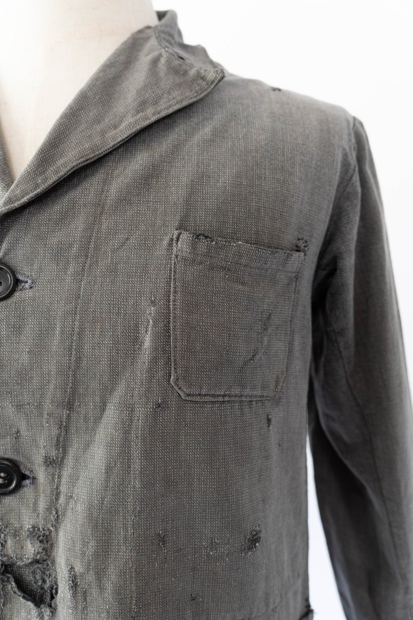 40s French Work Salt & Pepper Atelier Jacket "Boro"