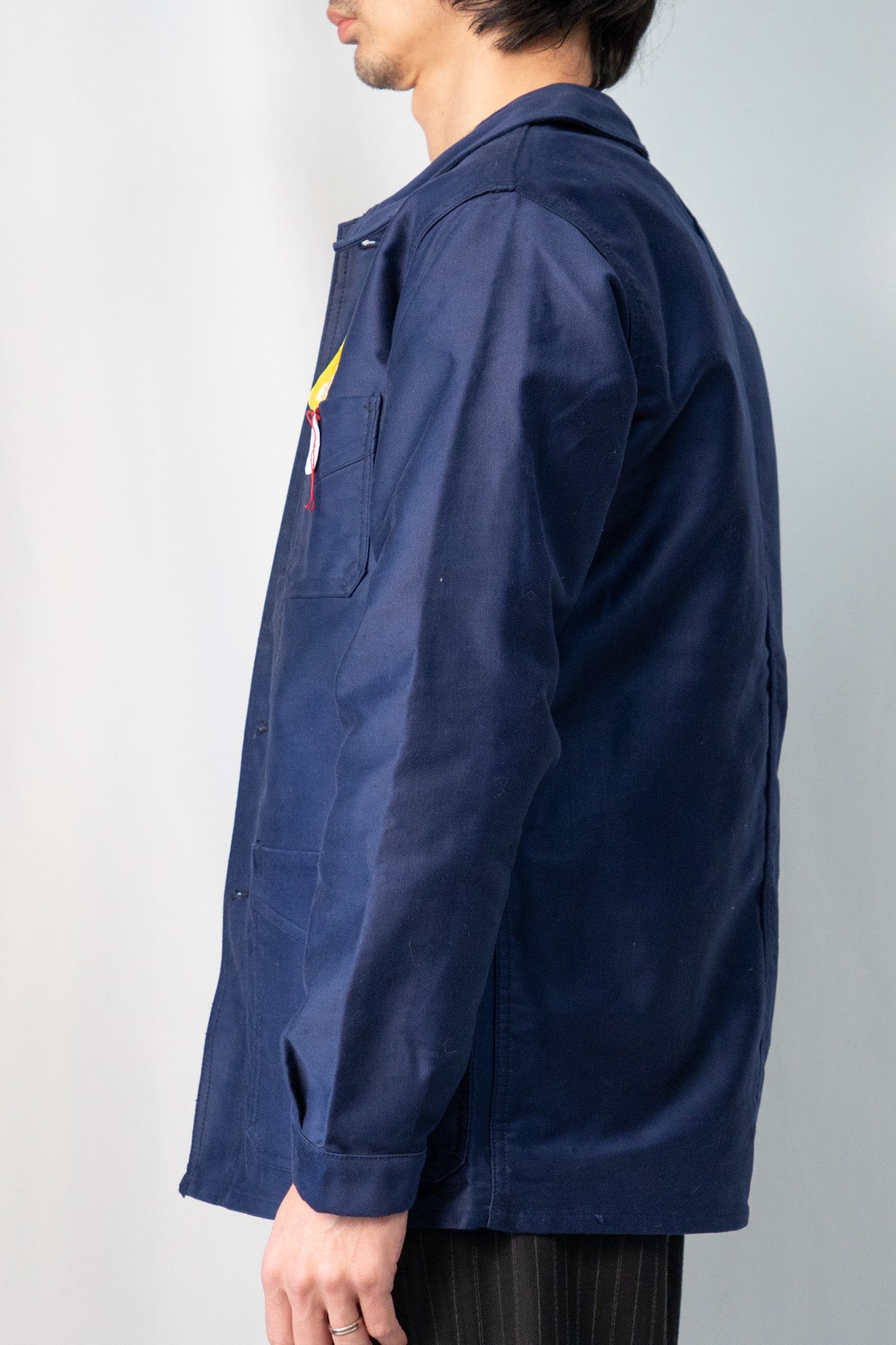Veste en moleskine bleue French Work des années 40 « Le Mont St Mitchel » Deadstock taille 42