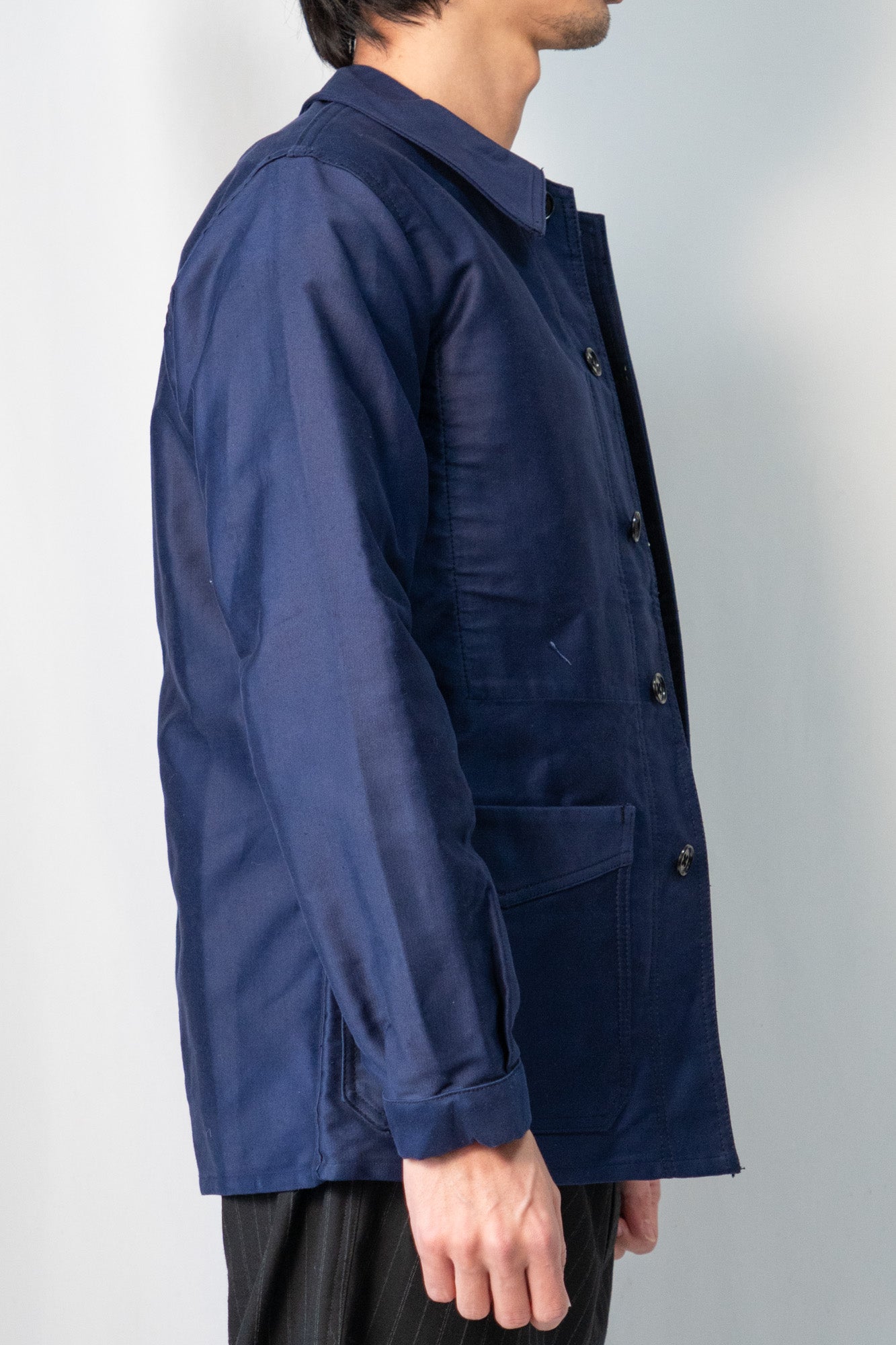 Veste en moleskine bleue French Work des années 40 « Le Mont St Mitchel » Deadstock taille 42