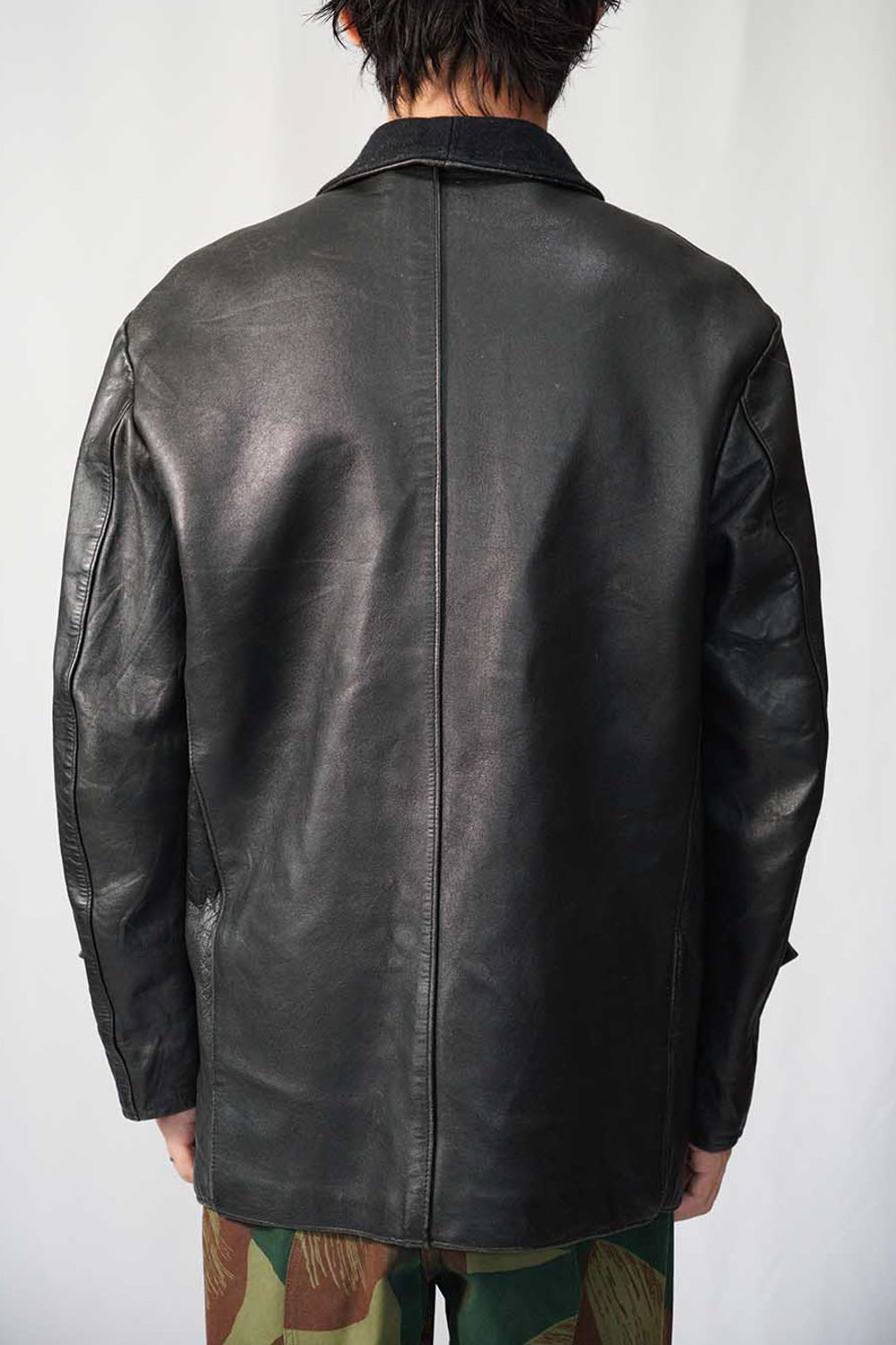Veste en cuir vintage française Corbusier des années 70-80 « EDF » avec jugulaire