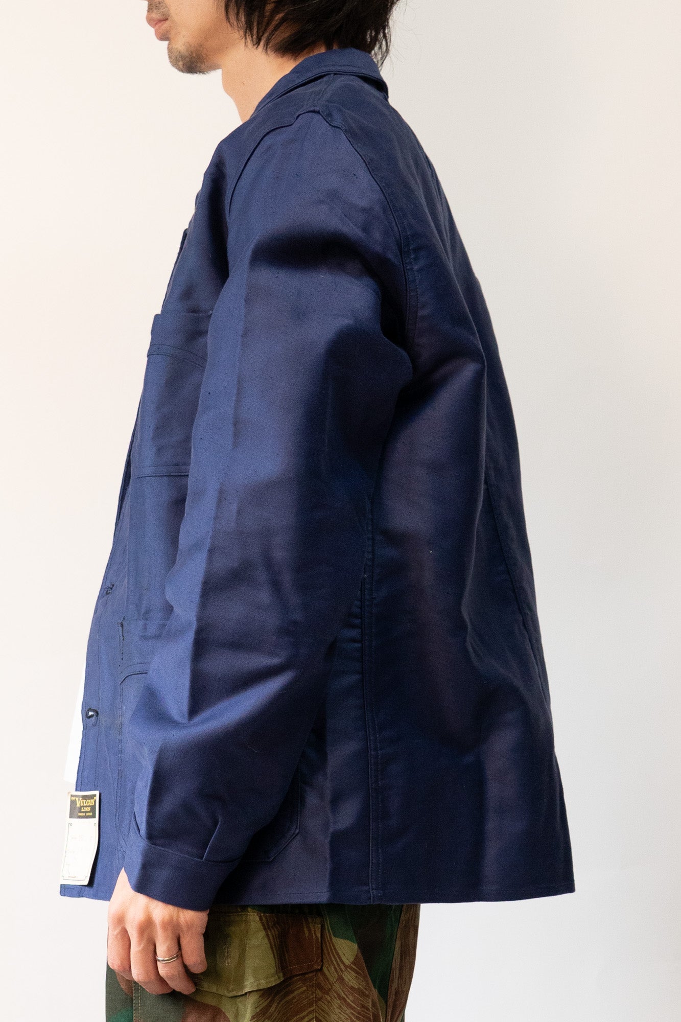 Veste en moleskine bleue Vulcain French Work des années 40 - DEADSTOCK
