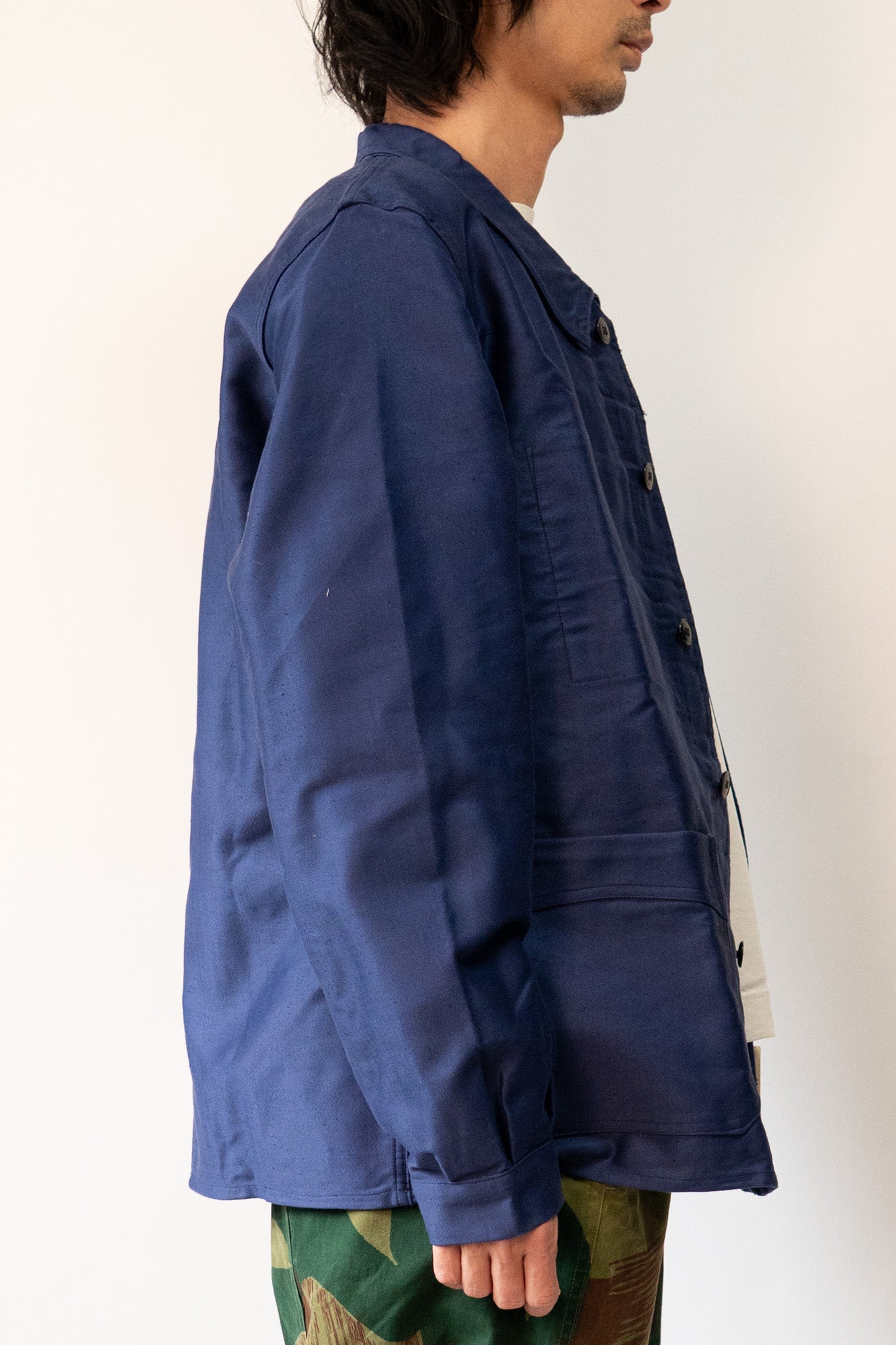 Veste en moleskine bleue Vulcain French Work des années 40 - DEADSTOCK