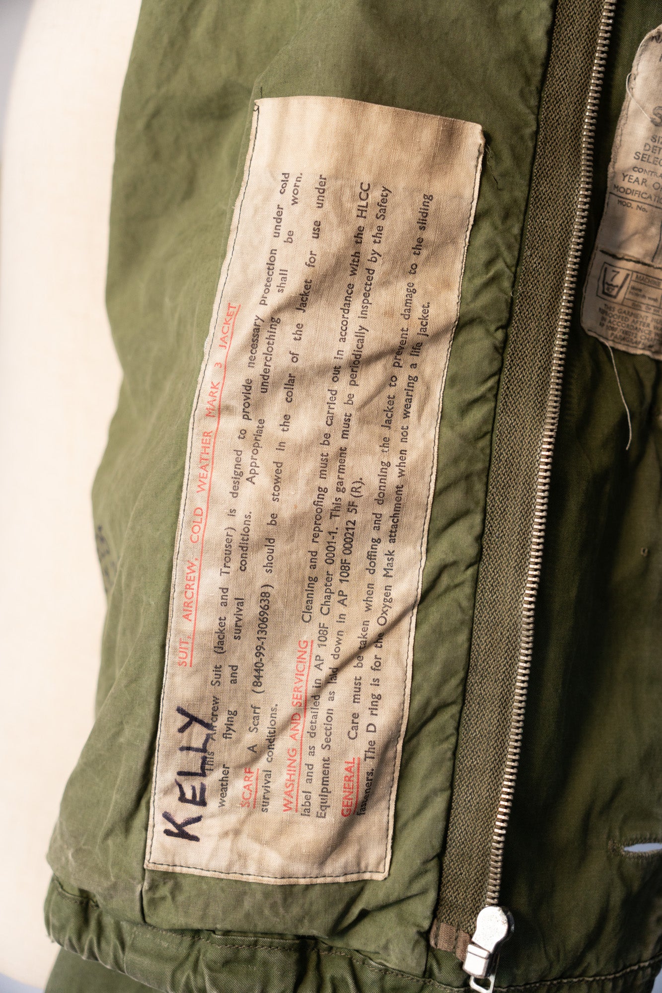 Veste d'aviateur MK3 pour temps froid de la Royal Air Force britannique des années 80