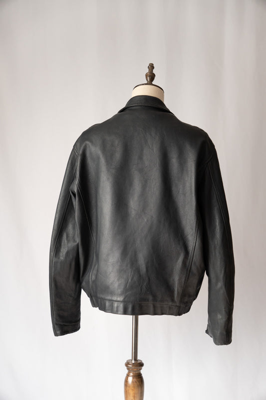 70er Jahre französische Luftwaffen-Pilotenlederjacke mit Kinnriemen