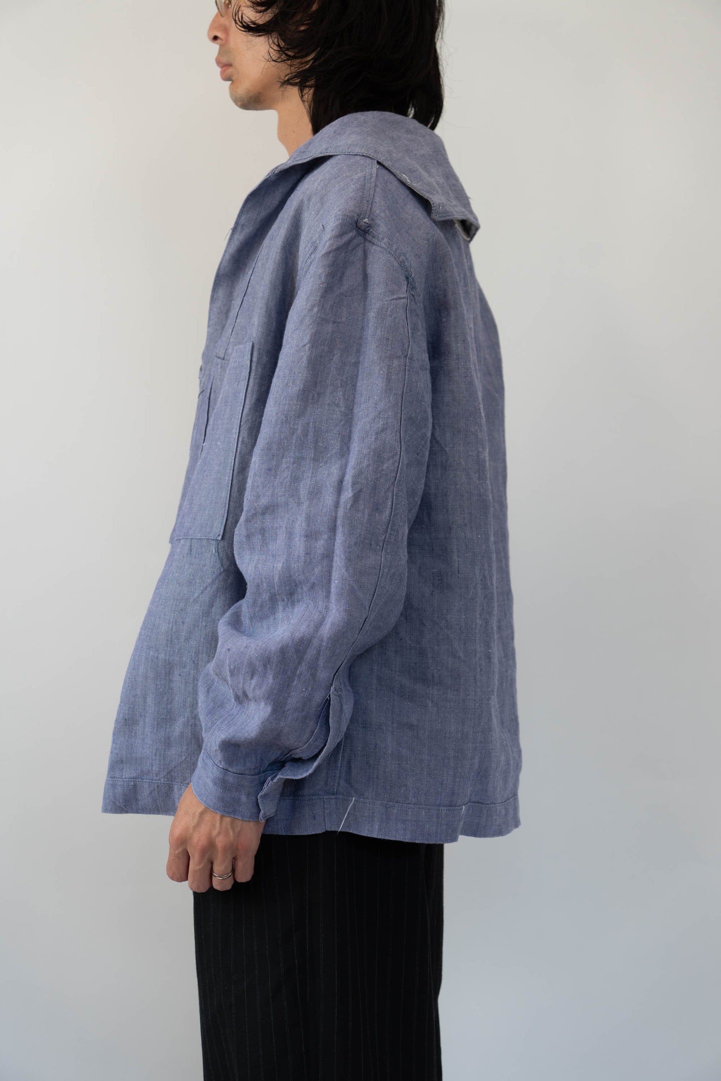 50s French Marine Ramie Linen Sailor Smock