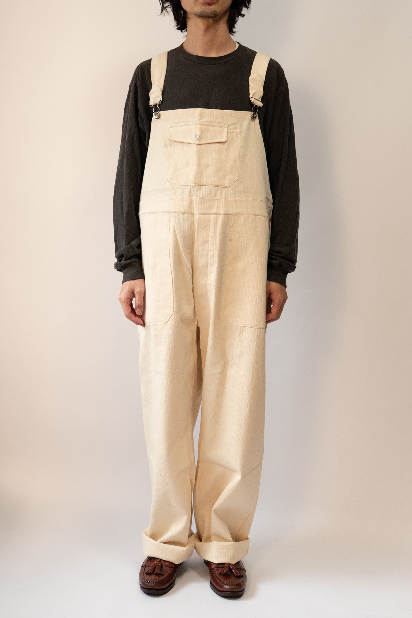 50er Jahre Französische Marine Nationale Baumwoll-HBT-Latzhose „DECATI” DEAD STOCK