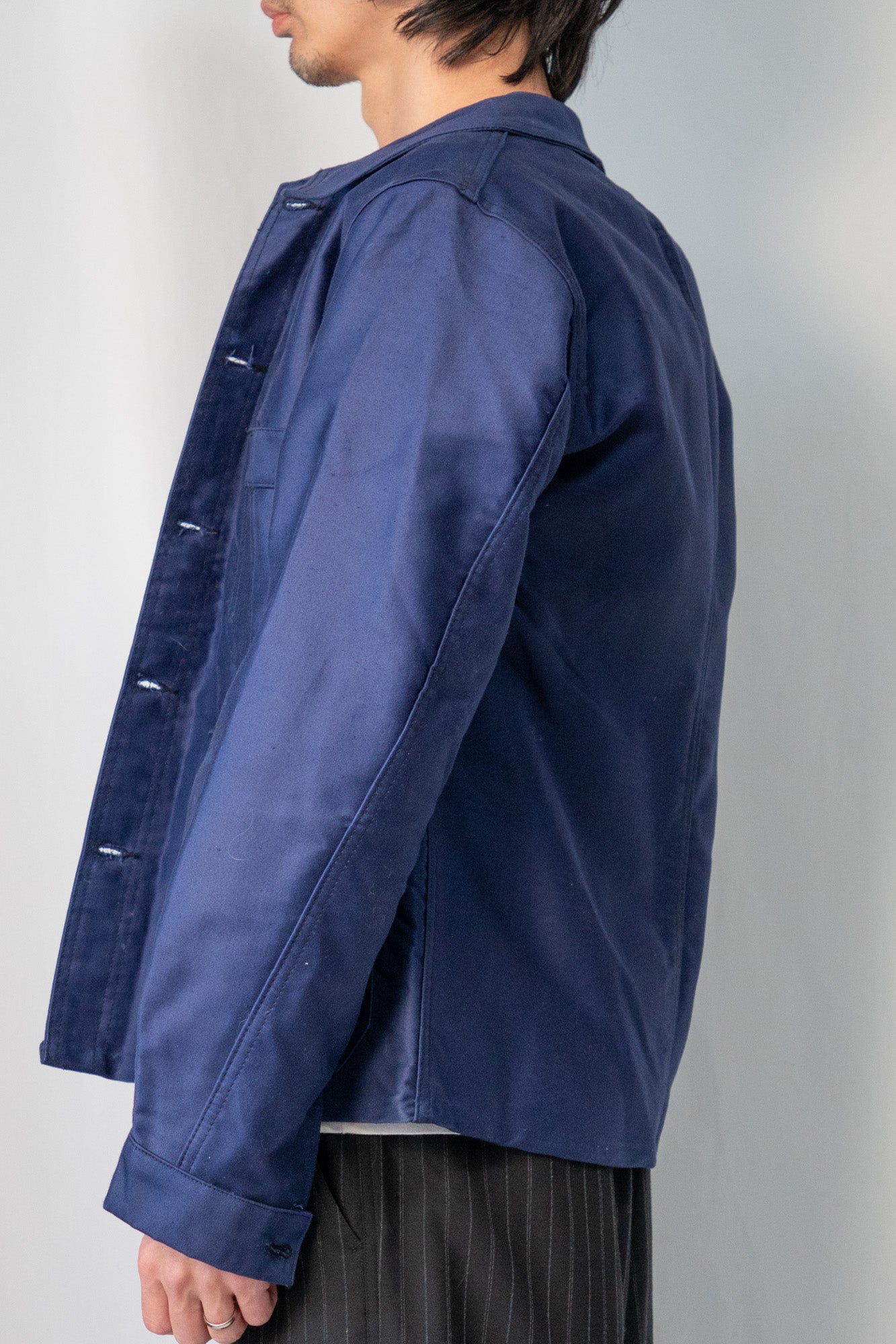 Veste en moleskine bleue française des années 40 « CREPIER » DEADSTOCK