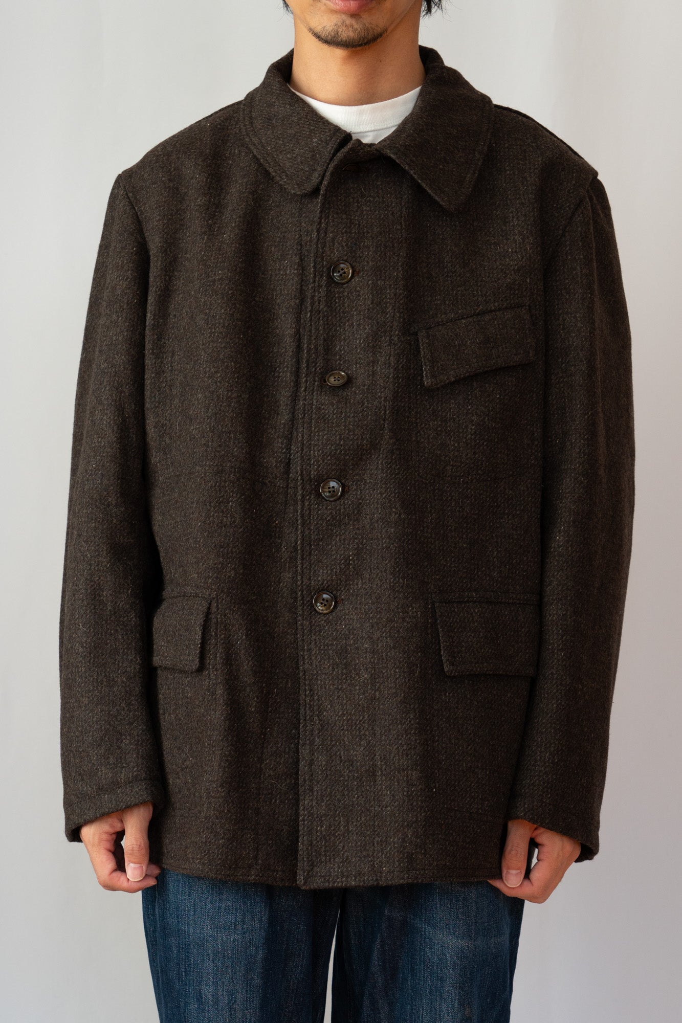 Veste de travail française Pascal en laine « marron » des années 50, DeadStock