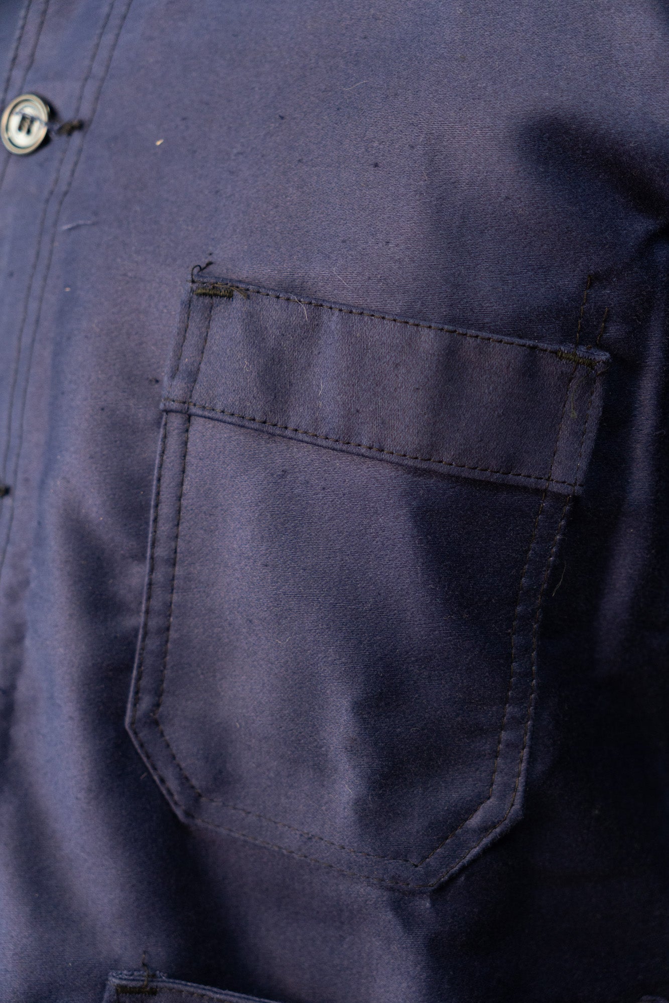 Veste en moleskine bleue française des années 40 « CREPIER » DEADSTOCK