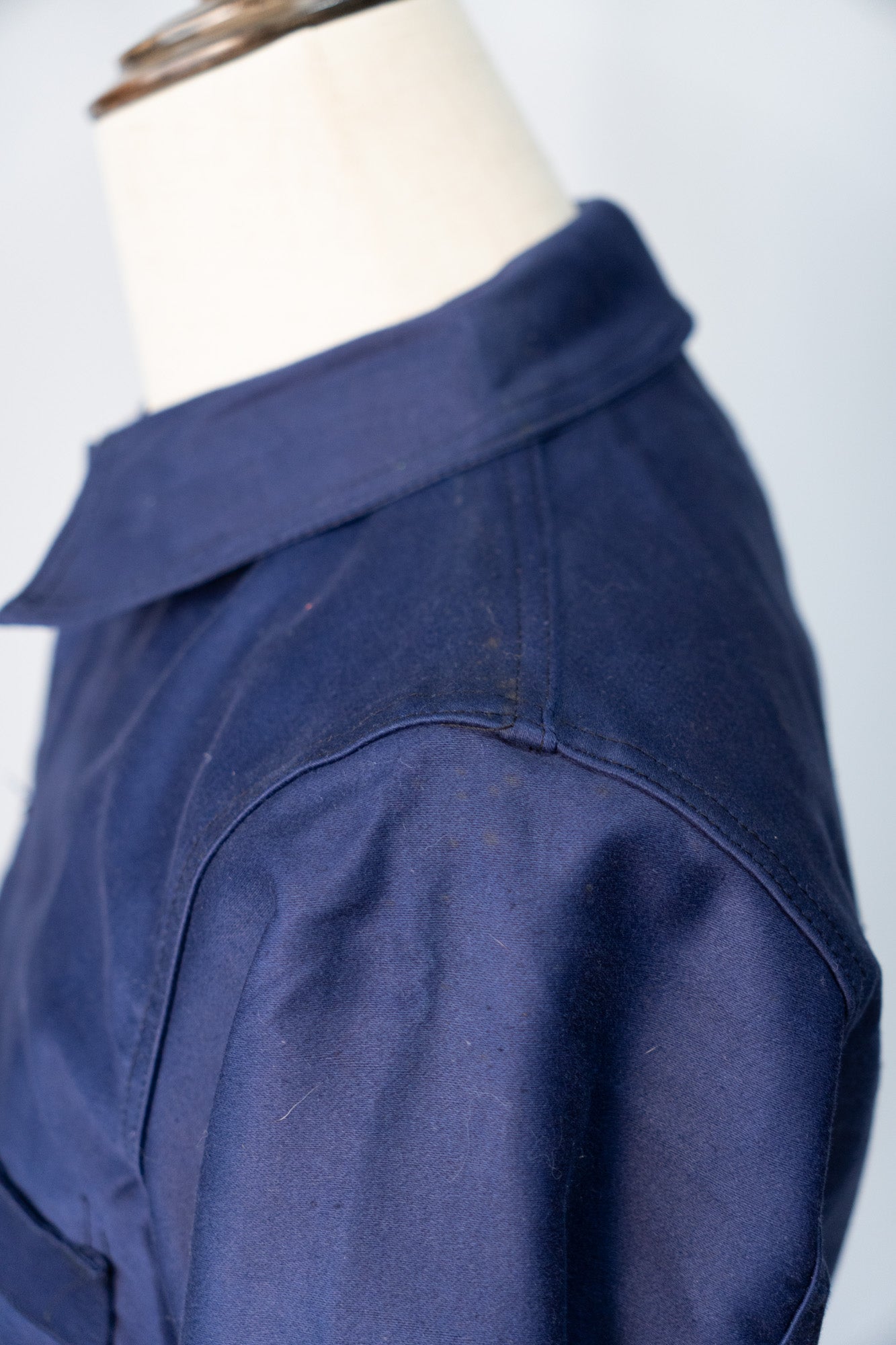 Veste en moleskine bleue française des années 40 « CREPIER » DEADSTOCK