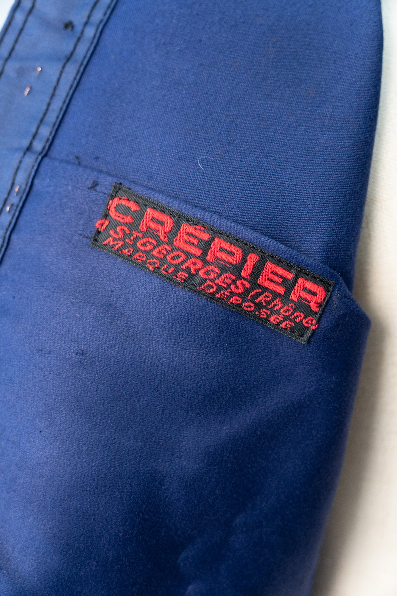 Veste en moleskine bleue française des années 40 « CREPIER » DEADSTOCK