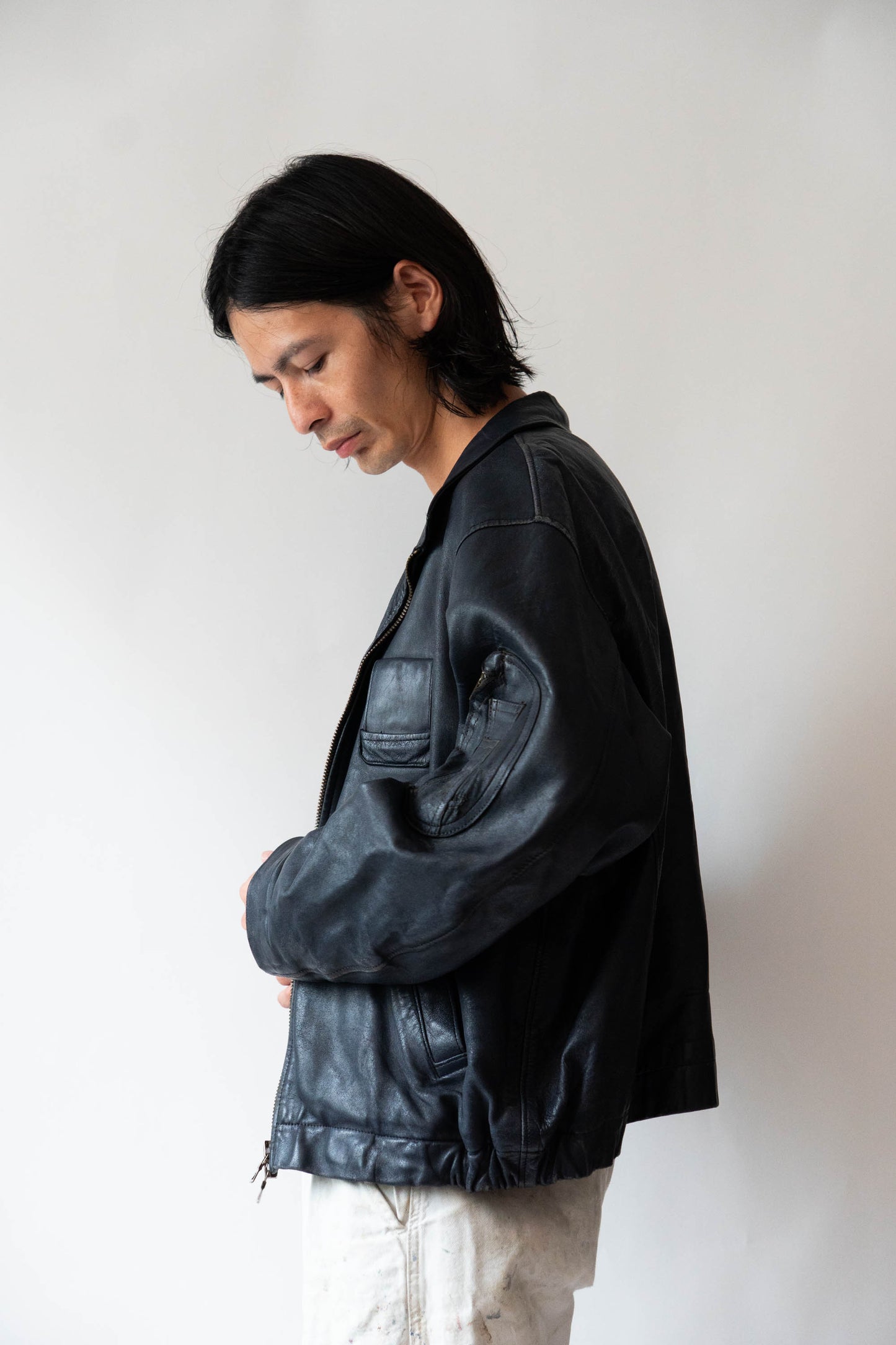70s French Air Force Pilot Leather Jacket Original