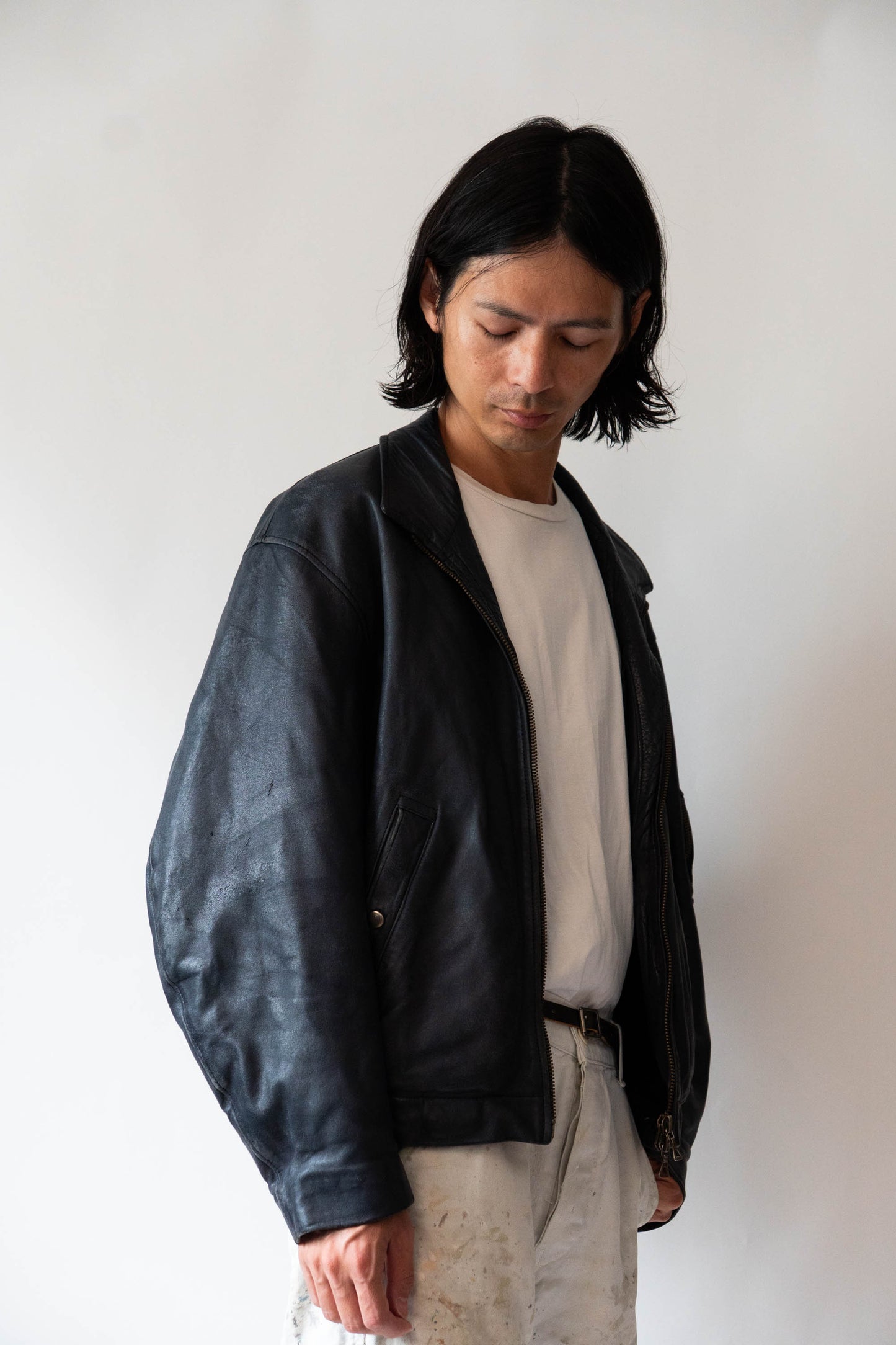 70s French Air Force Pilot Leather Jacket Original