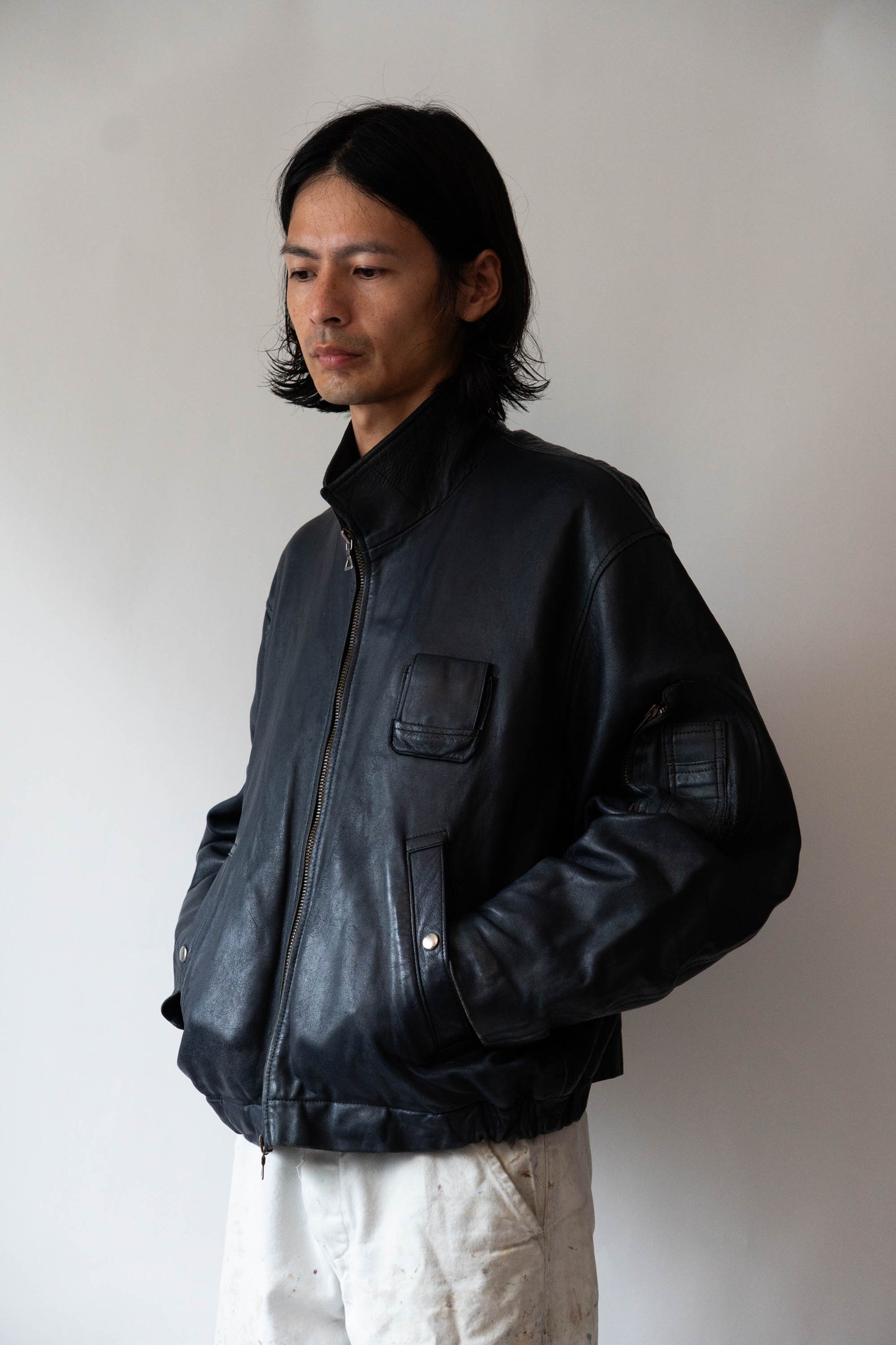 70s French Air Force Pilot Leather Jacket Original