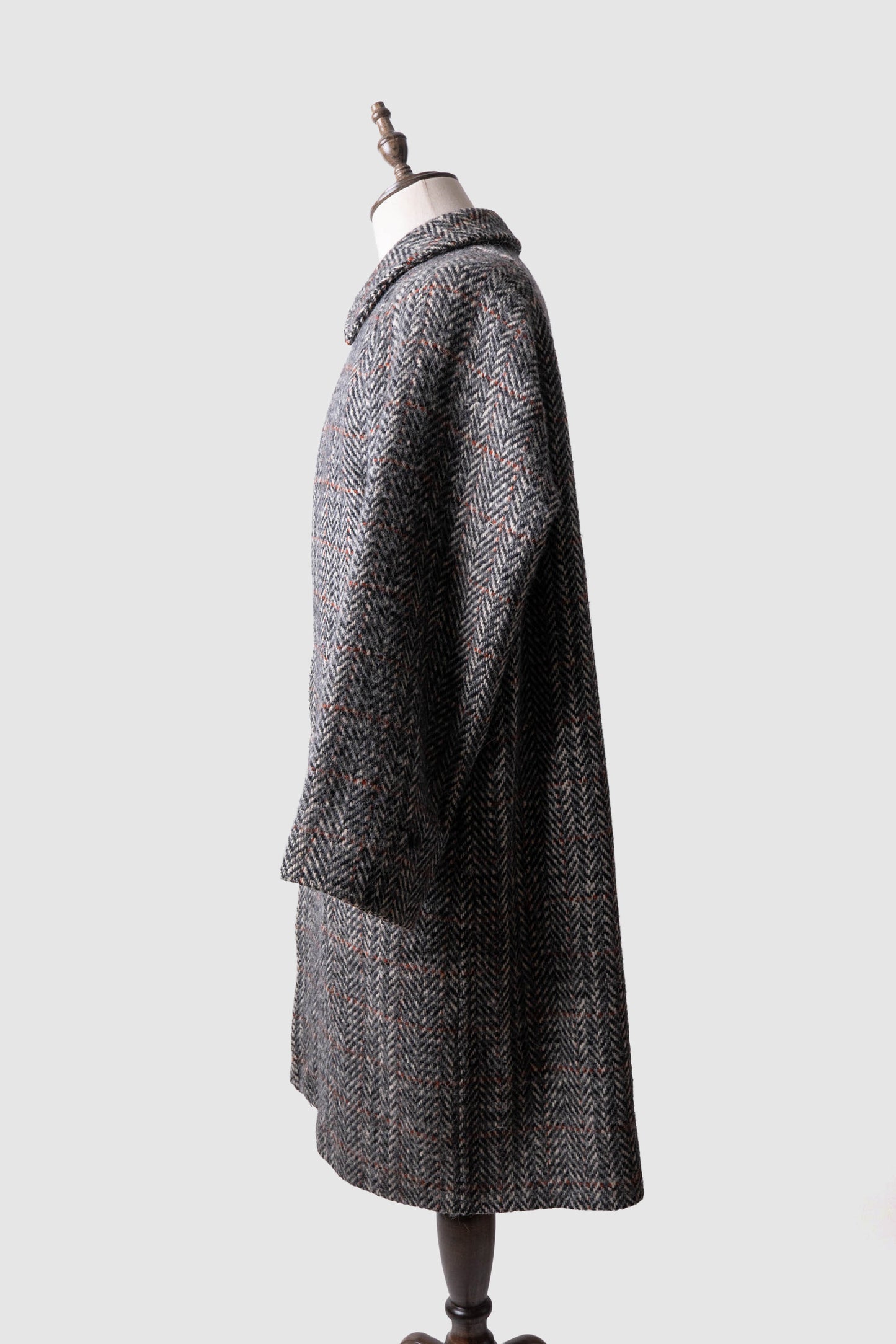 80s burberry irish tweed single panel sleeve balmacaan coat