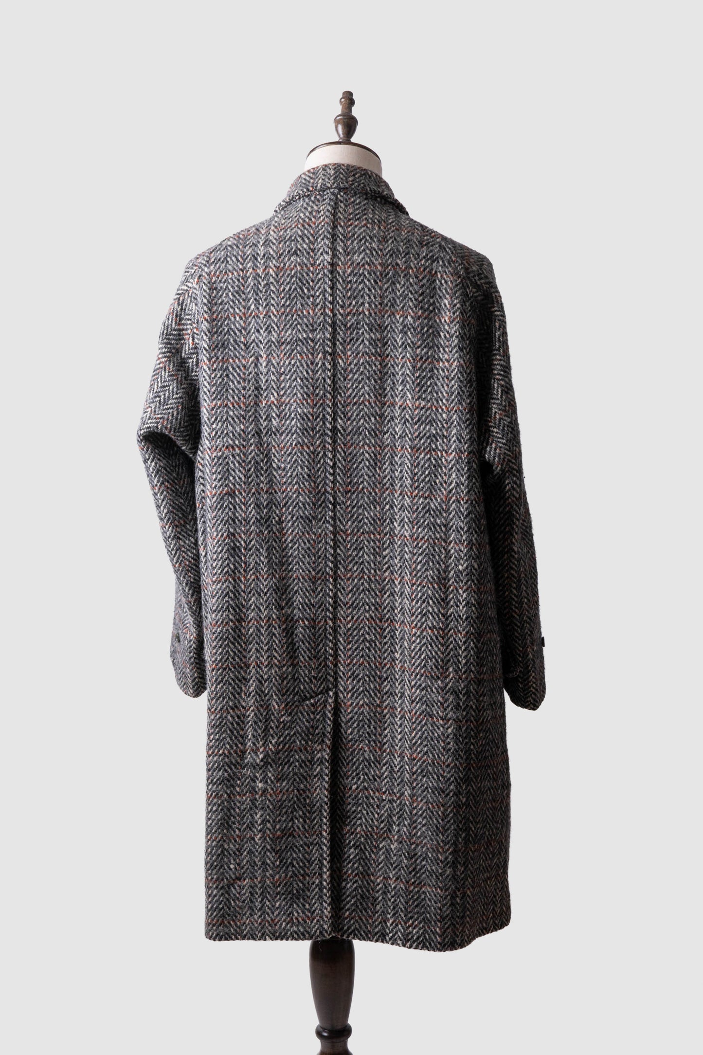 80s burberry irish tweed single panel sleeve balmacaan coat