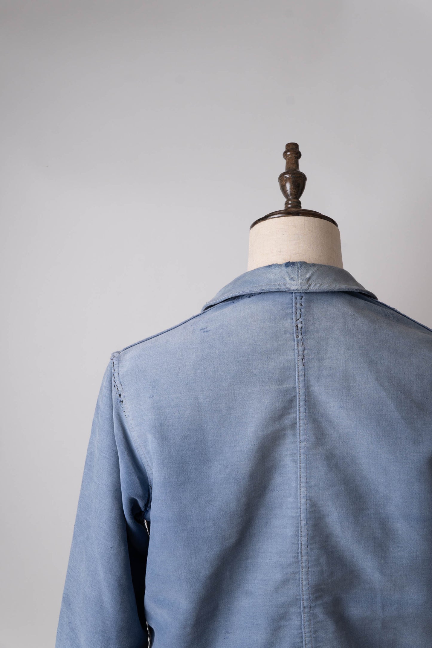 50s French Work Blue Moleskin Jacket hand repair