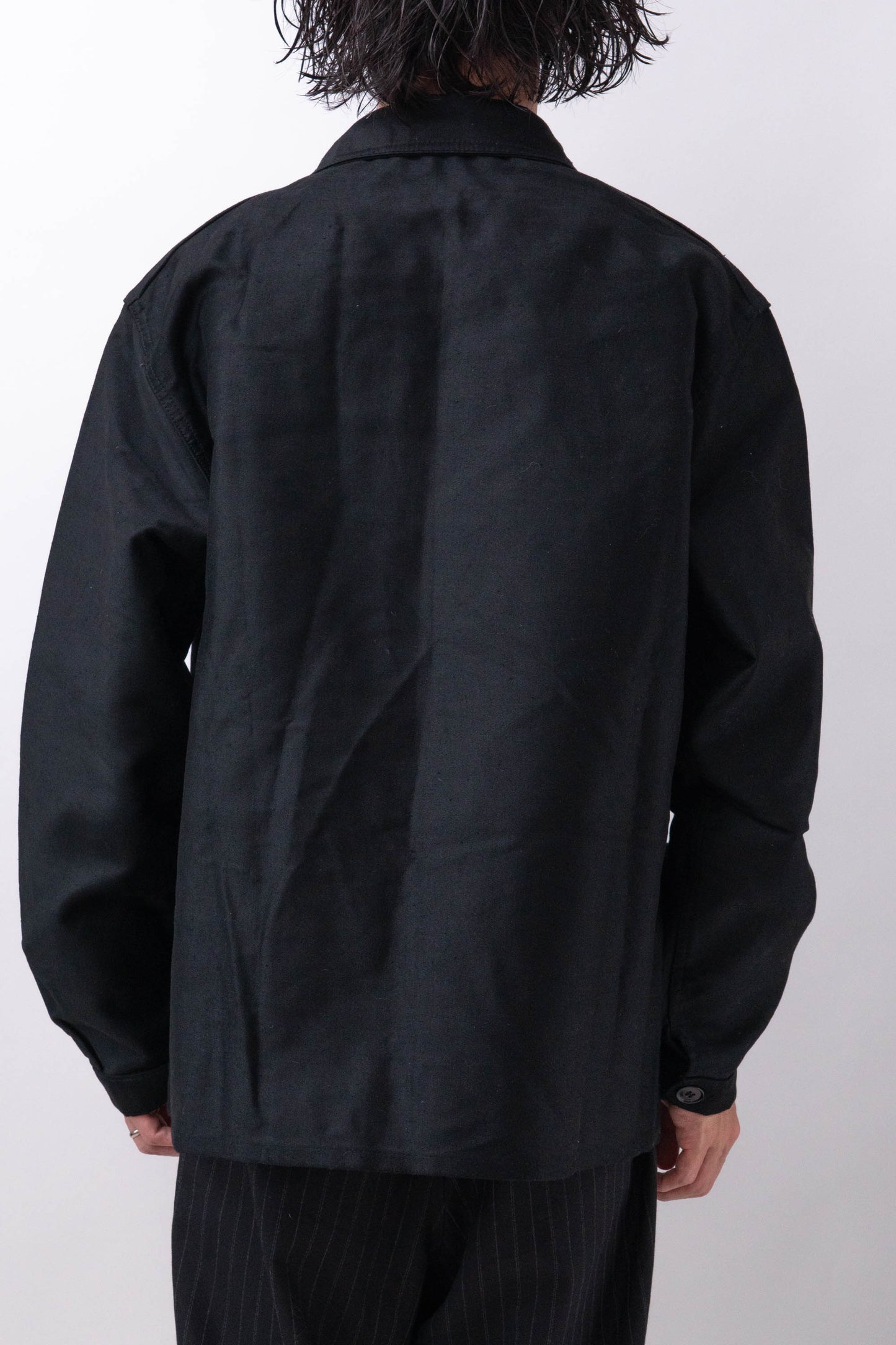 50s French Work Black Moleskin Jacket "Le Mont St Michel"size58 deadstock