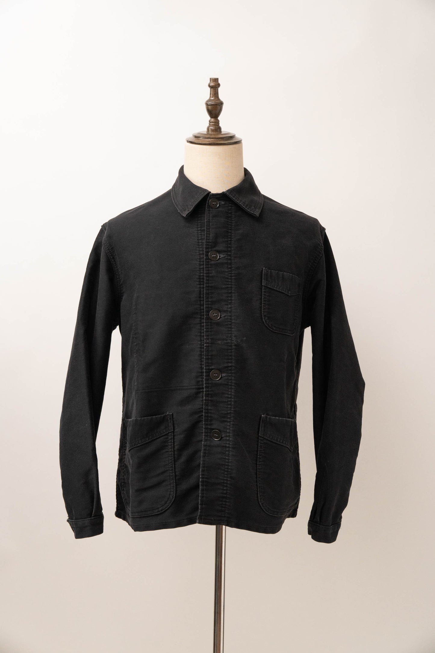 ~50s French Work Black Moleskin Jacket "Le Mont St Michel"size52