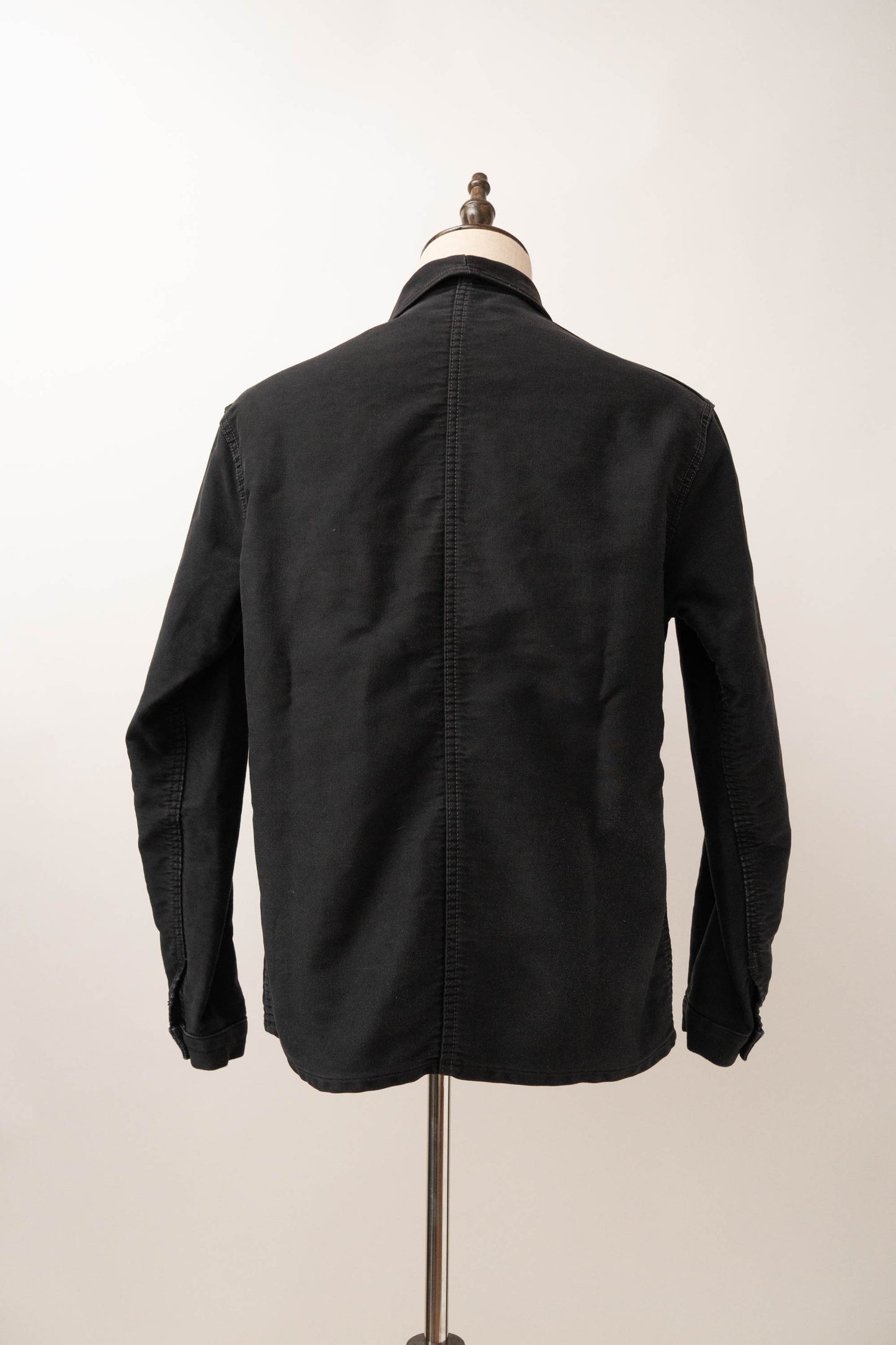 ~50s French Work Black Moleskin Jacket "Le Mont St Michel"size52