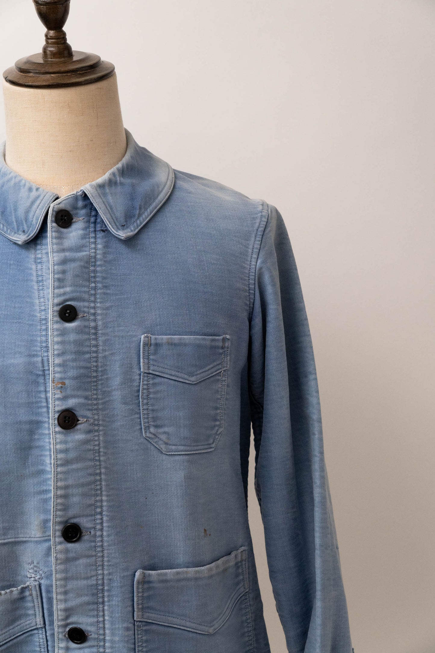 40s french work blue moleskin jacket good fade