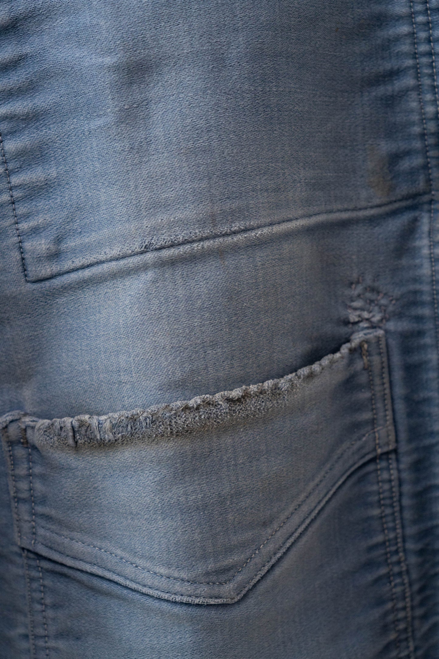 40s french work blue moleskin jacket good fade