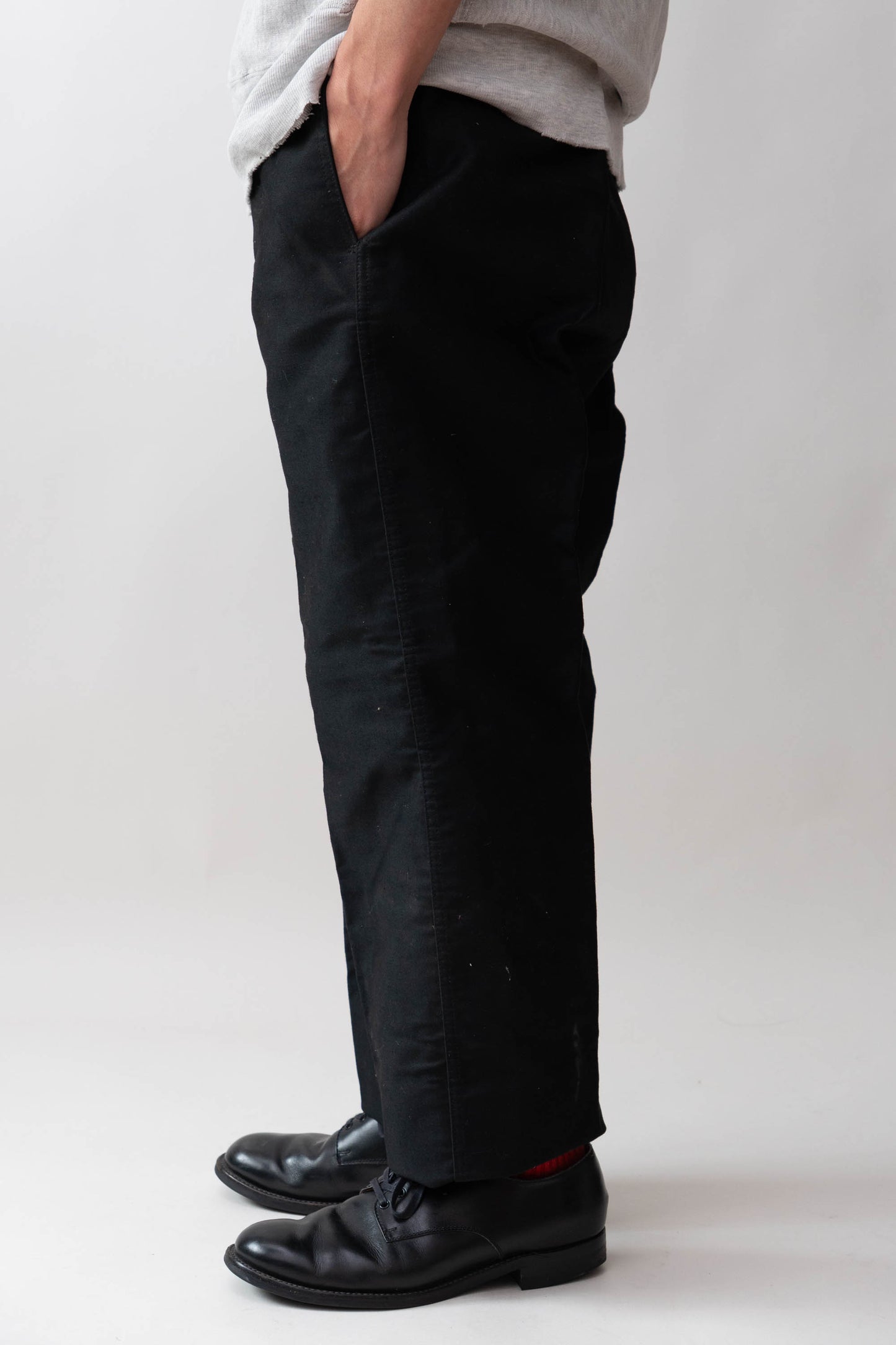 50s French Work Black Moleskin Pants "Le Mont St Michel"