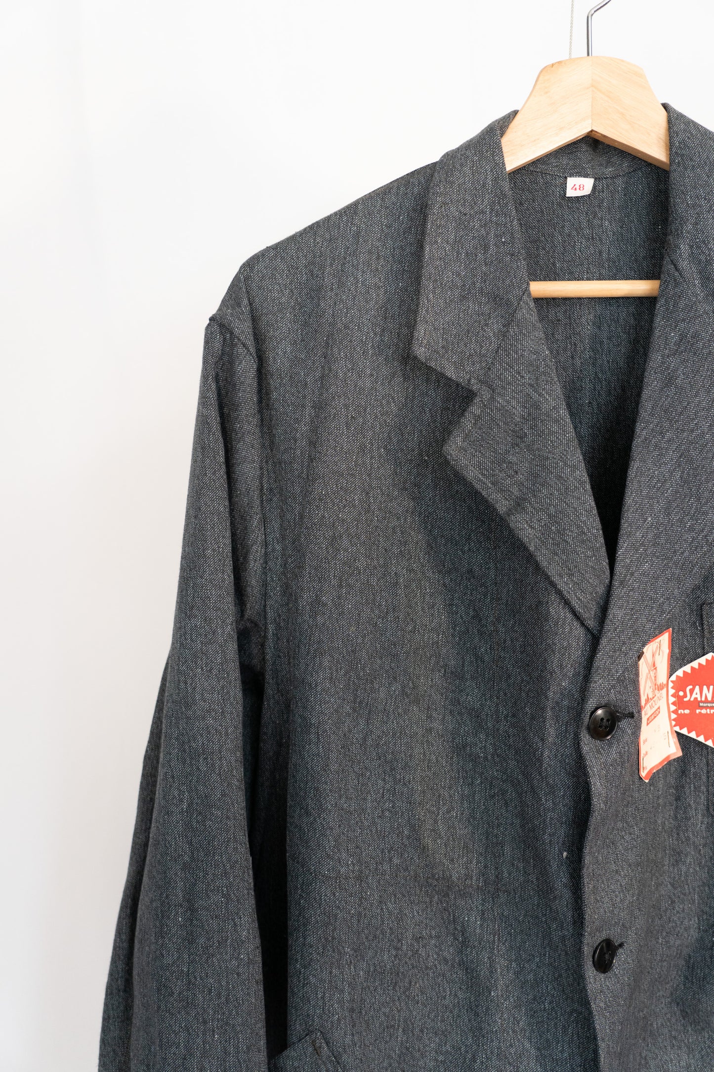 50 Schwarzer Chambray-Ateliermantel „AU MOLINEL” DEAD STOCK
