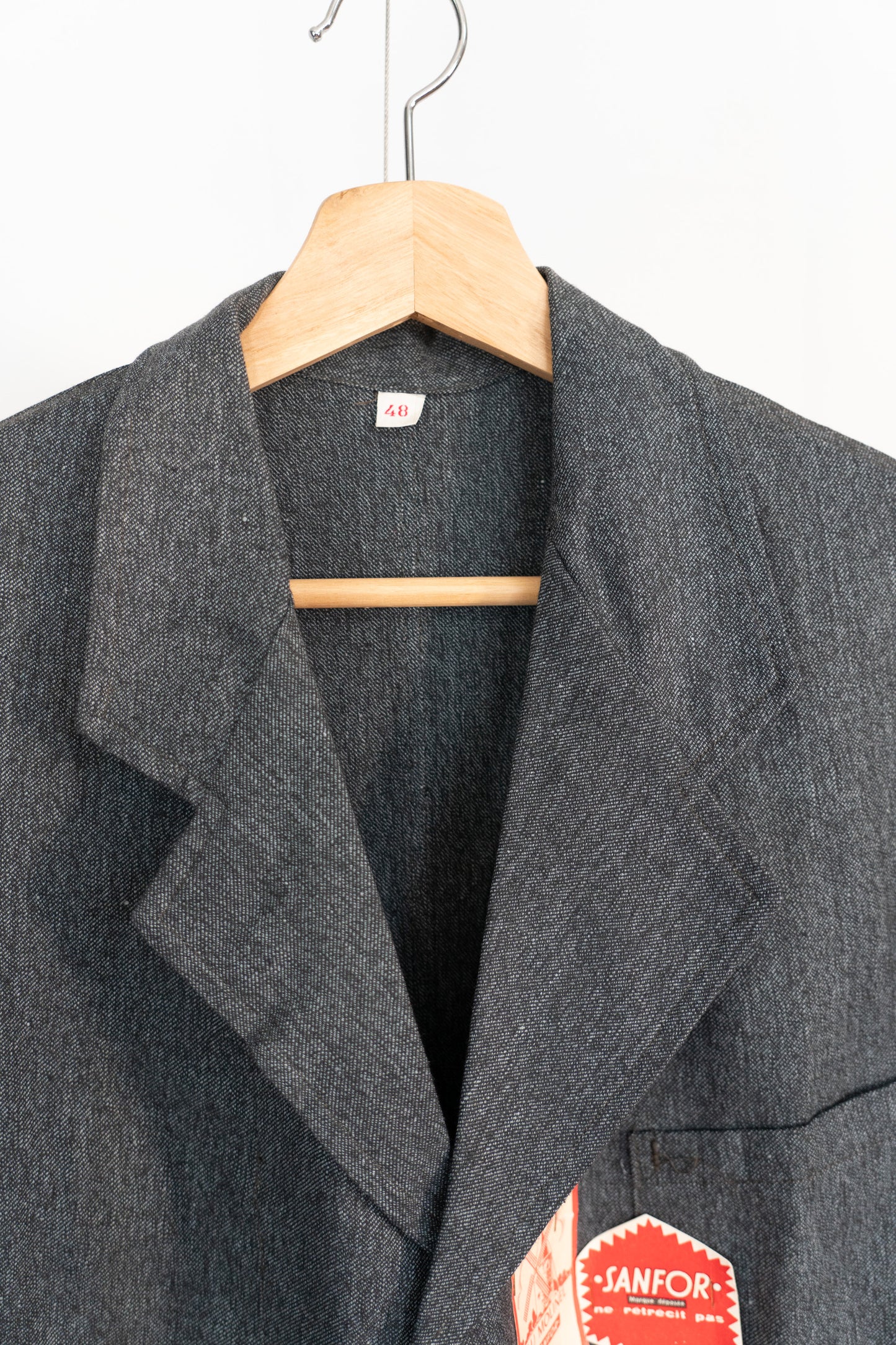 50 Schwarzer Chambray-Ateliermantel „AU MOLINEL” DEAD STOCK