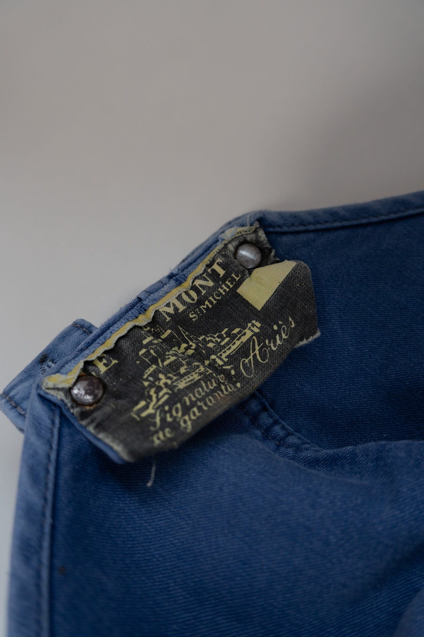 40-50s French Work Moleskin Overall "Le Mont St Michel" Patch Work