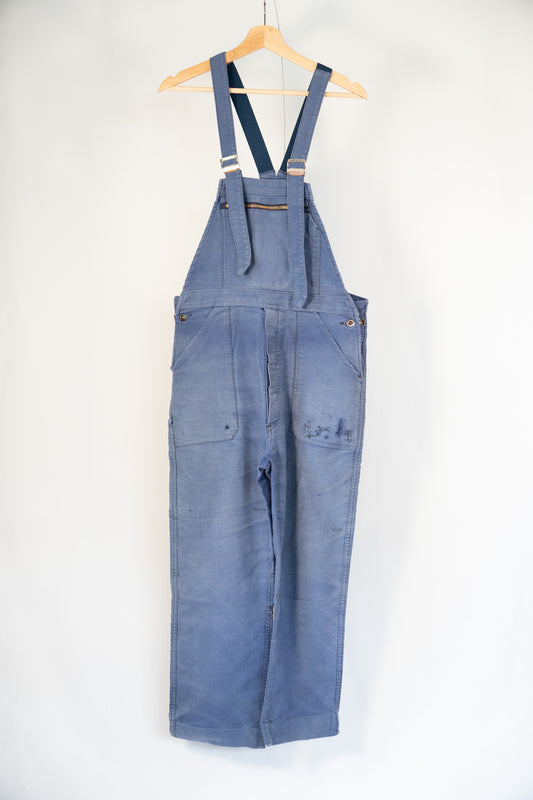 50er Jahre französische Arbeitslatzhose aus Moleskin „BARBE BLEUE”