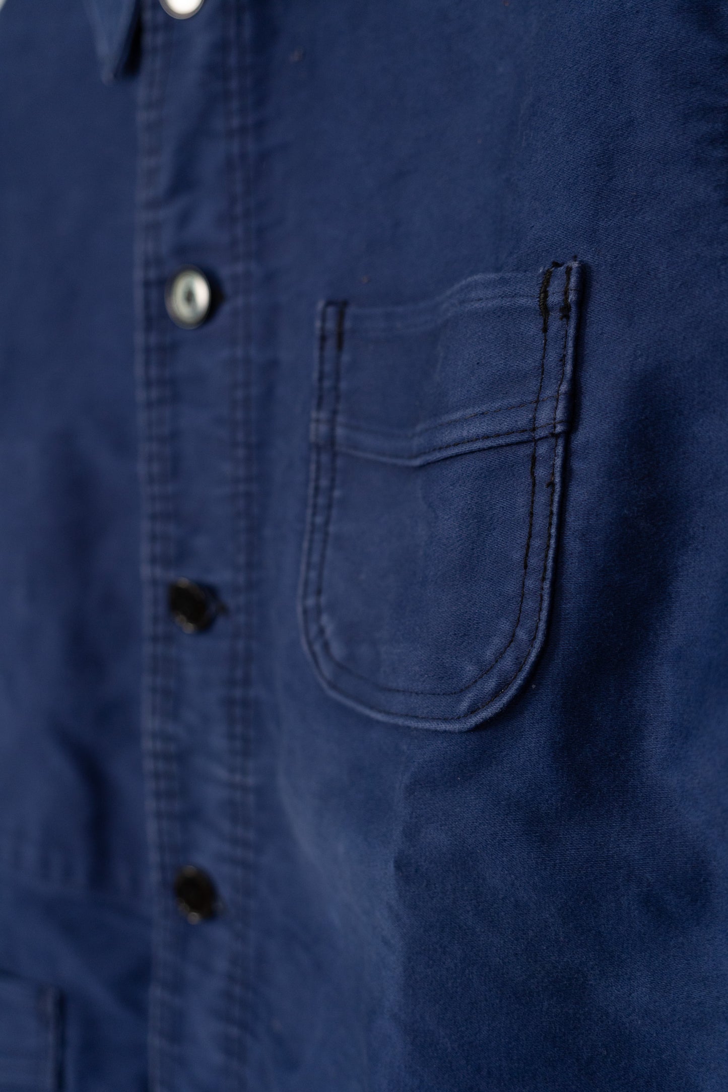 Veste de travail française en moleskine bleue des années 50 « Le Mont St Michel »