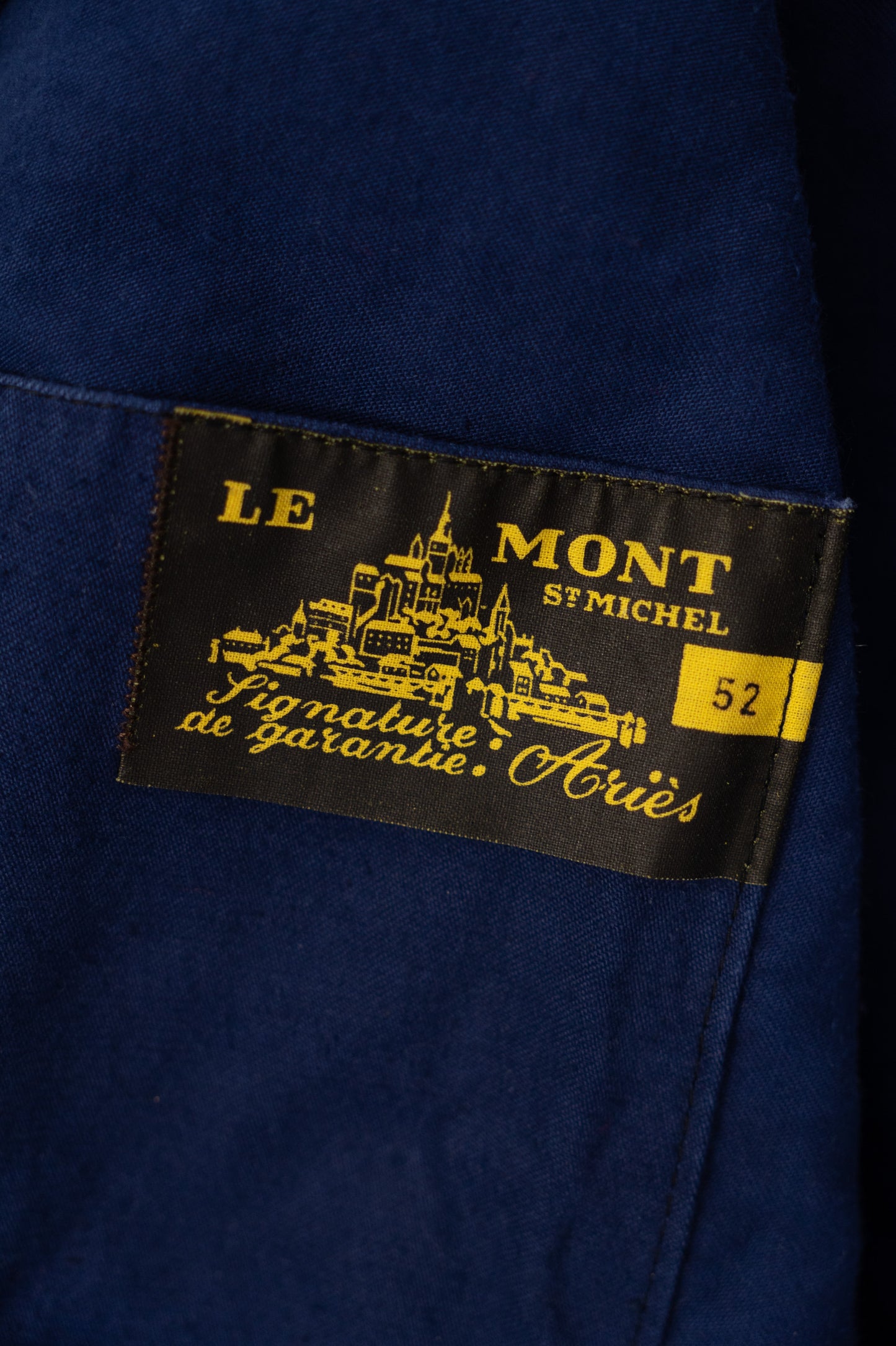 Veste de travail française en moleskine bleue des années 50 « Le Mont St Michel »