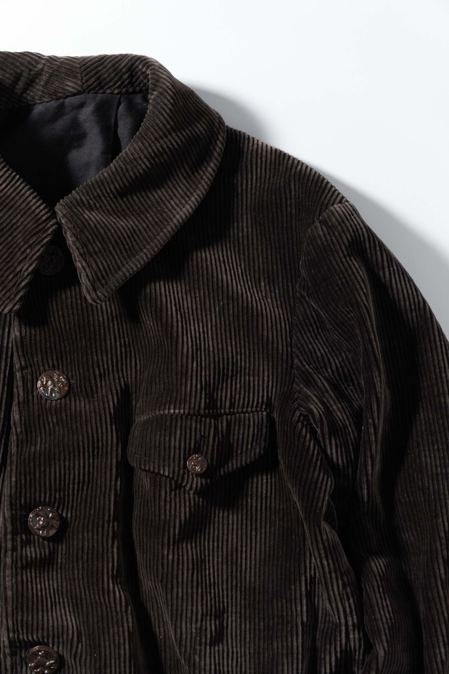 Veste de chasse en velours côtelé des années 30 Doublure en moleskine et métis noir clair DEADSTOCK
