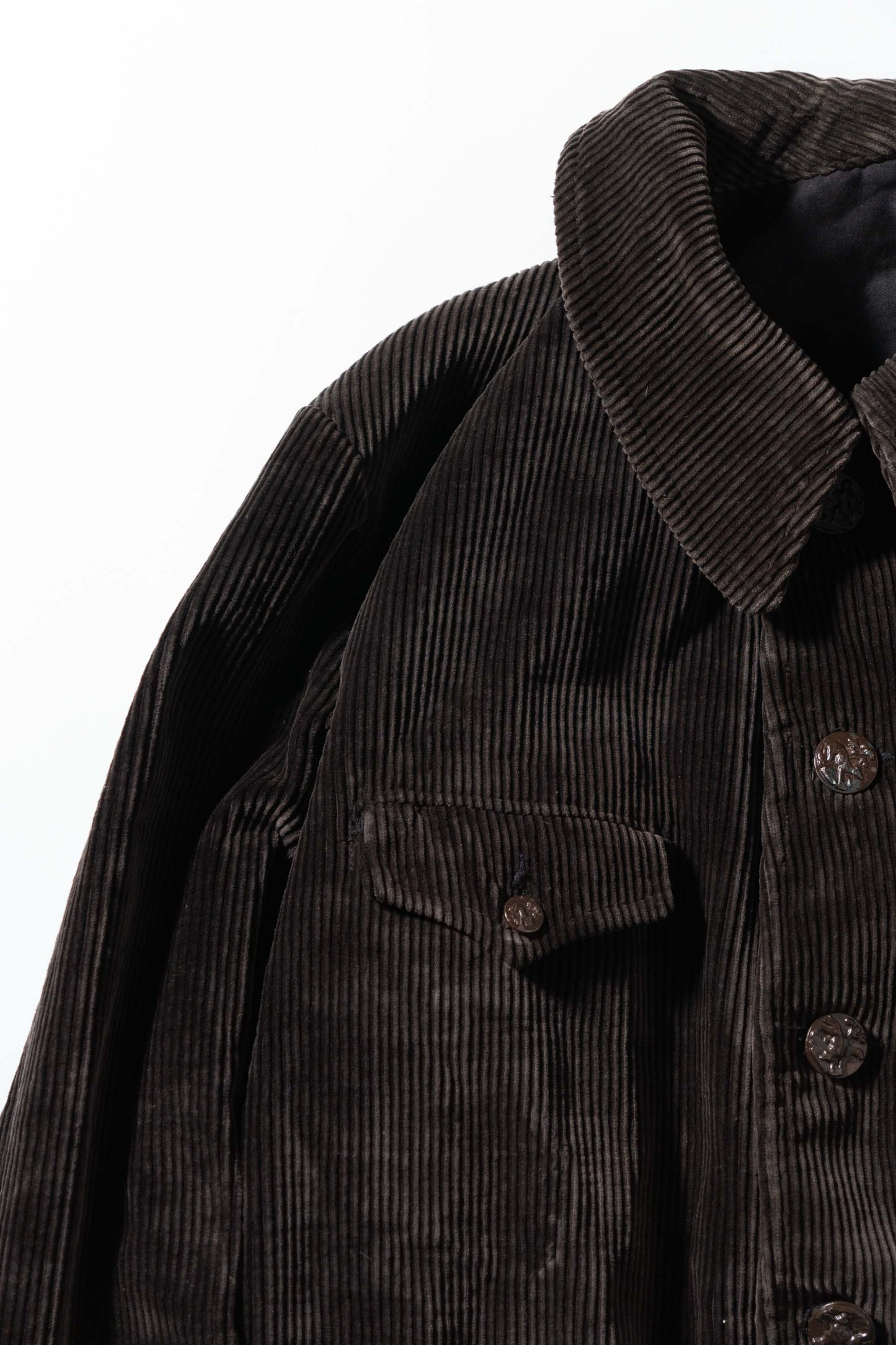 Veste de chasse en velours côtelé des années 30 Doublure en moleskine et métis noir clair DEADSTOCK