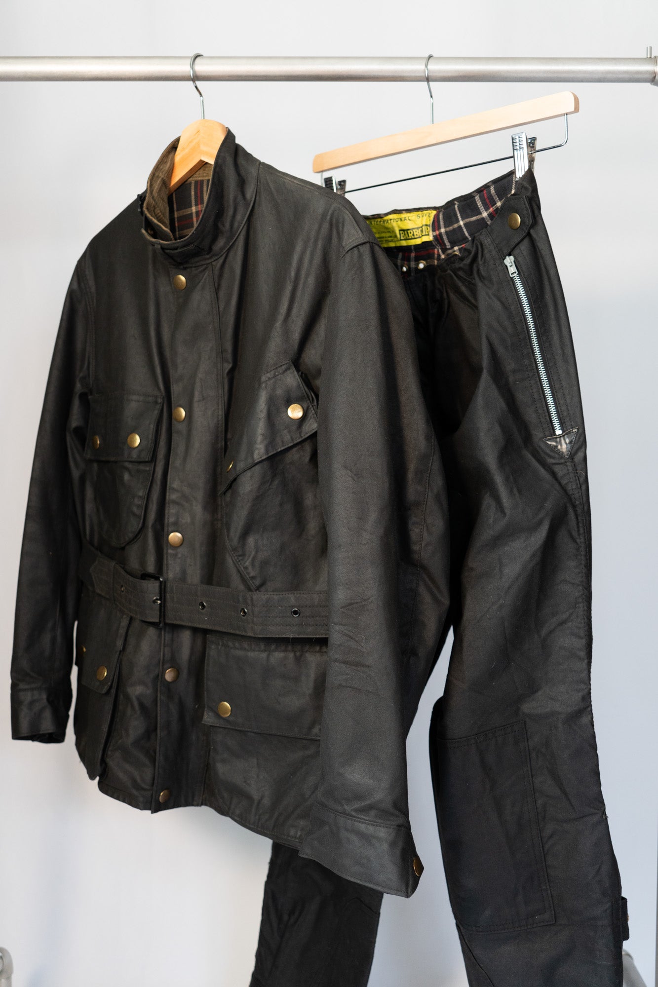60er Jahre Barbour International Motorradanzug Yellow Tag