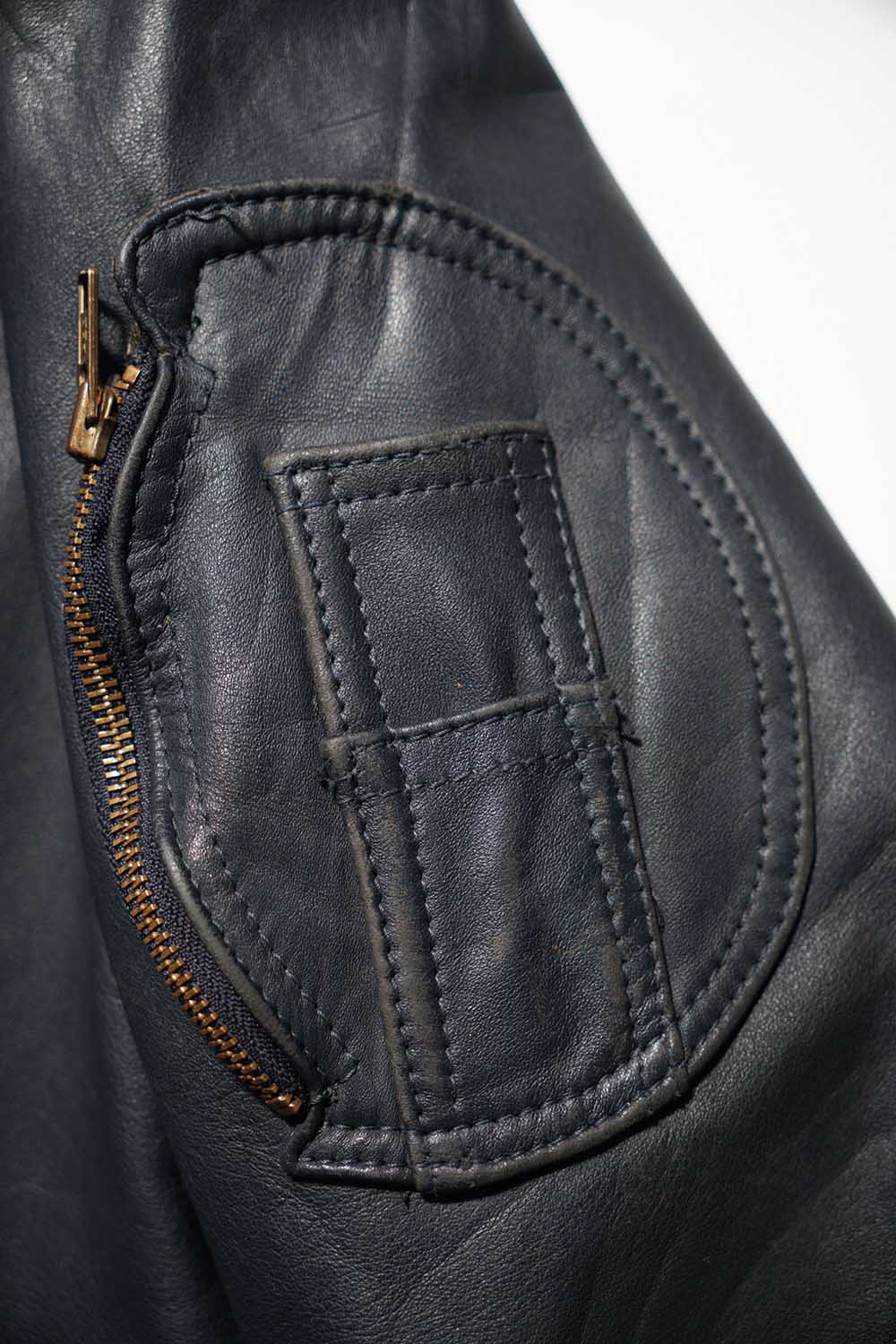 Veste de pilote en cuir vintage française des années 70 « Civilian »