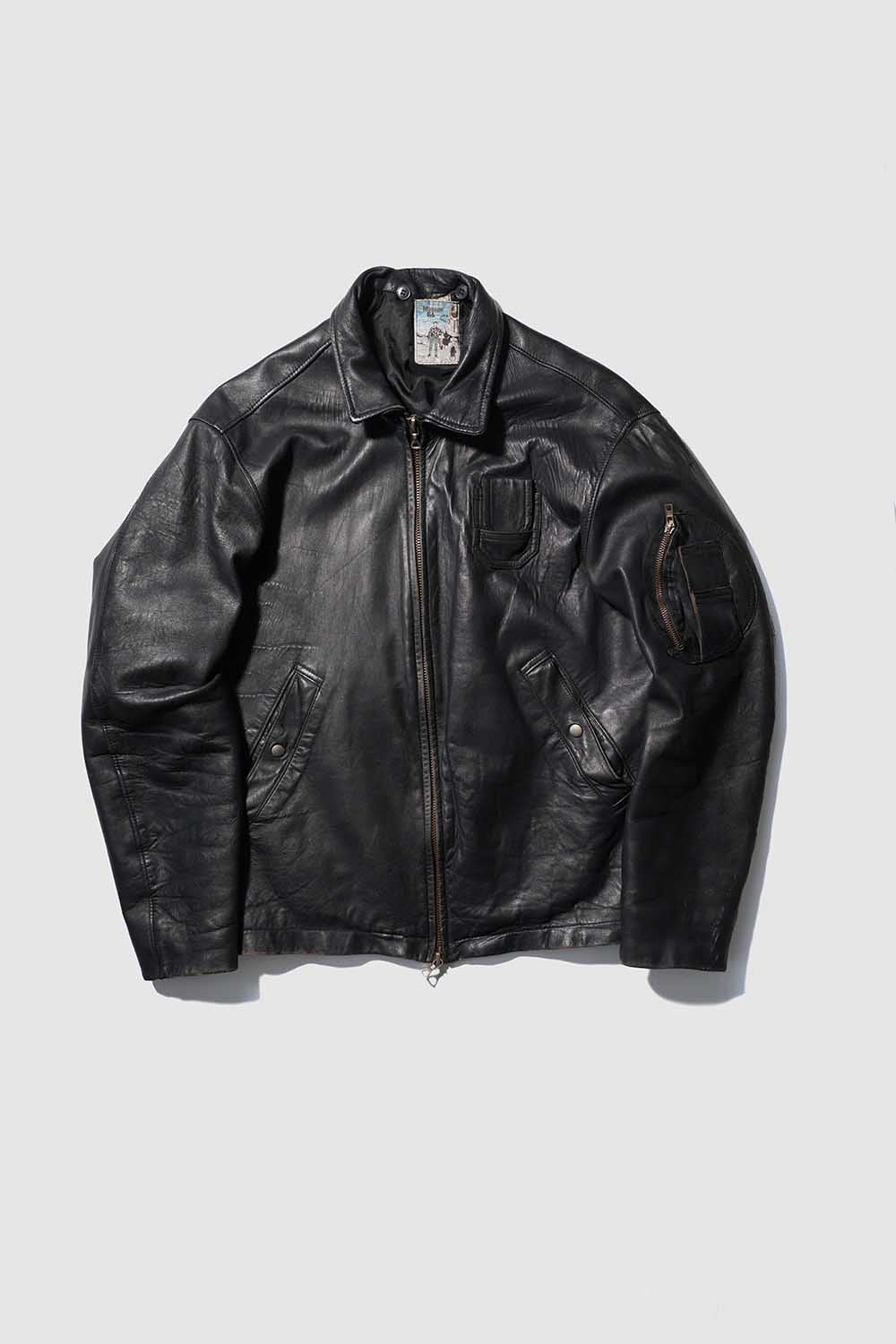 Veste en cuir de pilote de l'armée de l'air française des années 70 « CASSI K6 » en cuir d'agneau