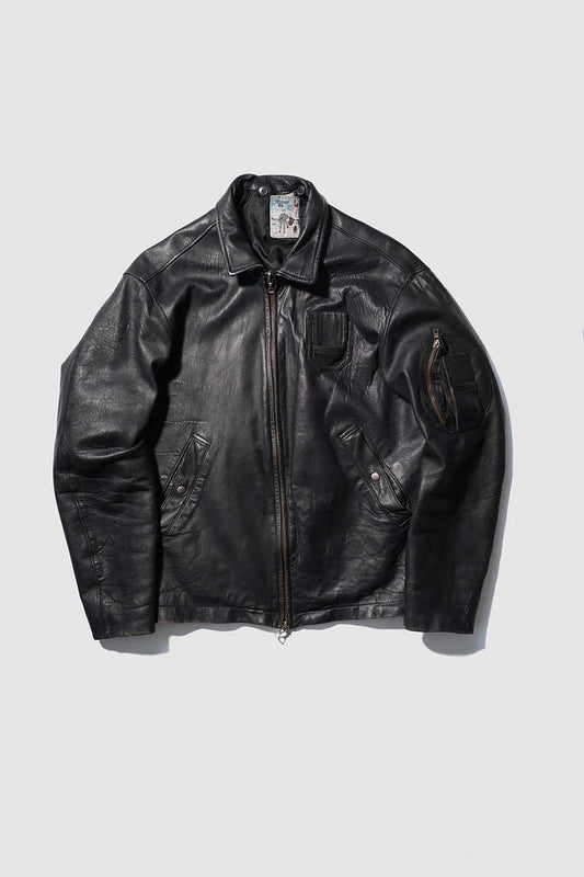 70er Jahre französische Luftwaffen-Pilotenlederjacke „CASSI K6” Lammleder