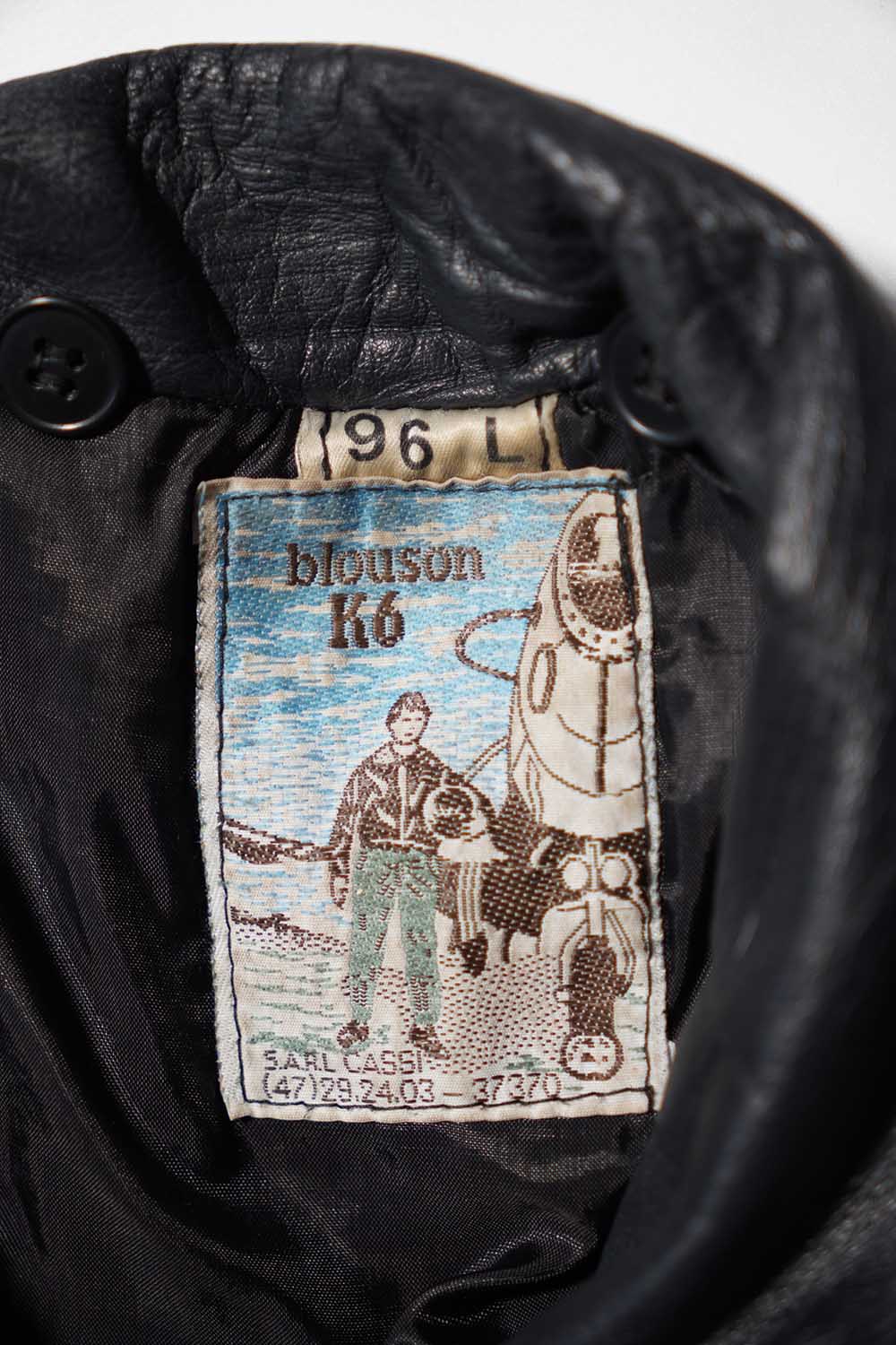 Veste en cuir de pilote de l'armée de l'air française des années 70 « CASSI K6 » en cuir d'agneau