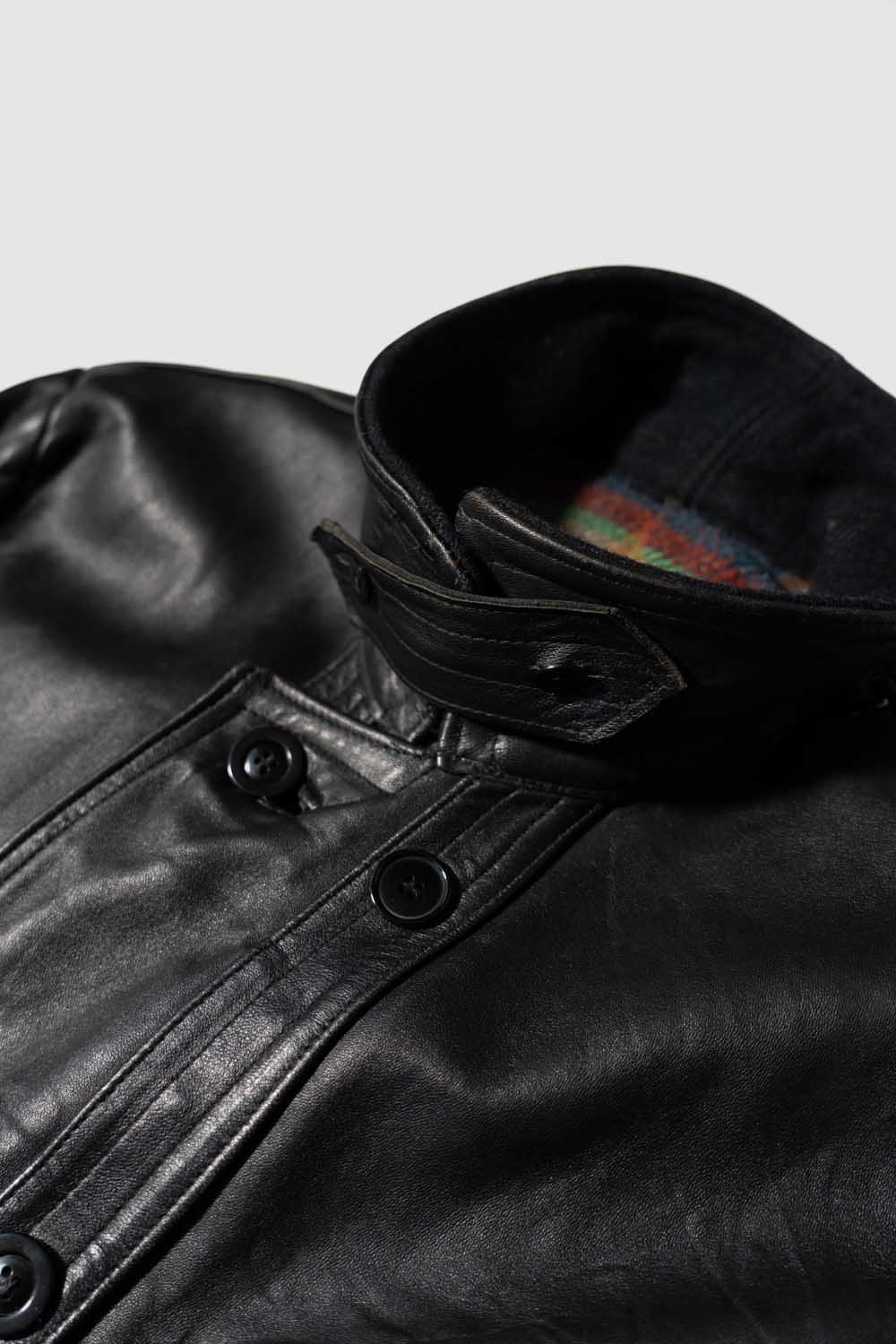 Veste en cuir vintage française Corbusier des années 70-80 « EDF » avec jugulaire