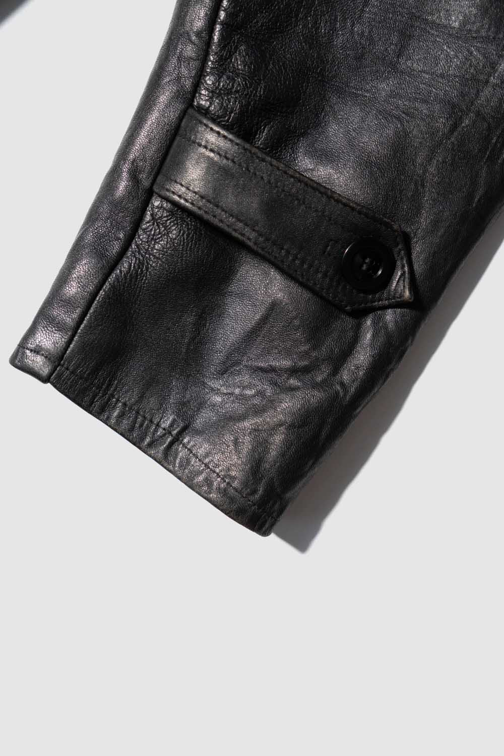Veste en cuir vintage française Corbusier des années 70-80 « EDF » avec jugulaire