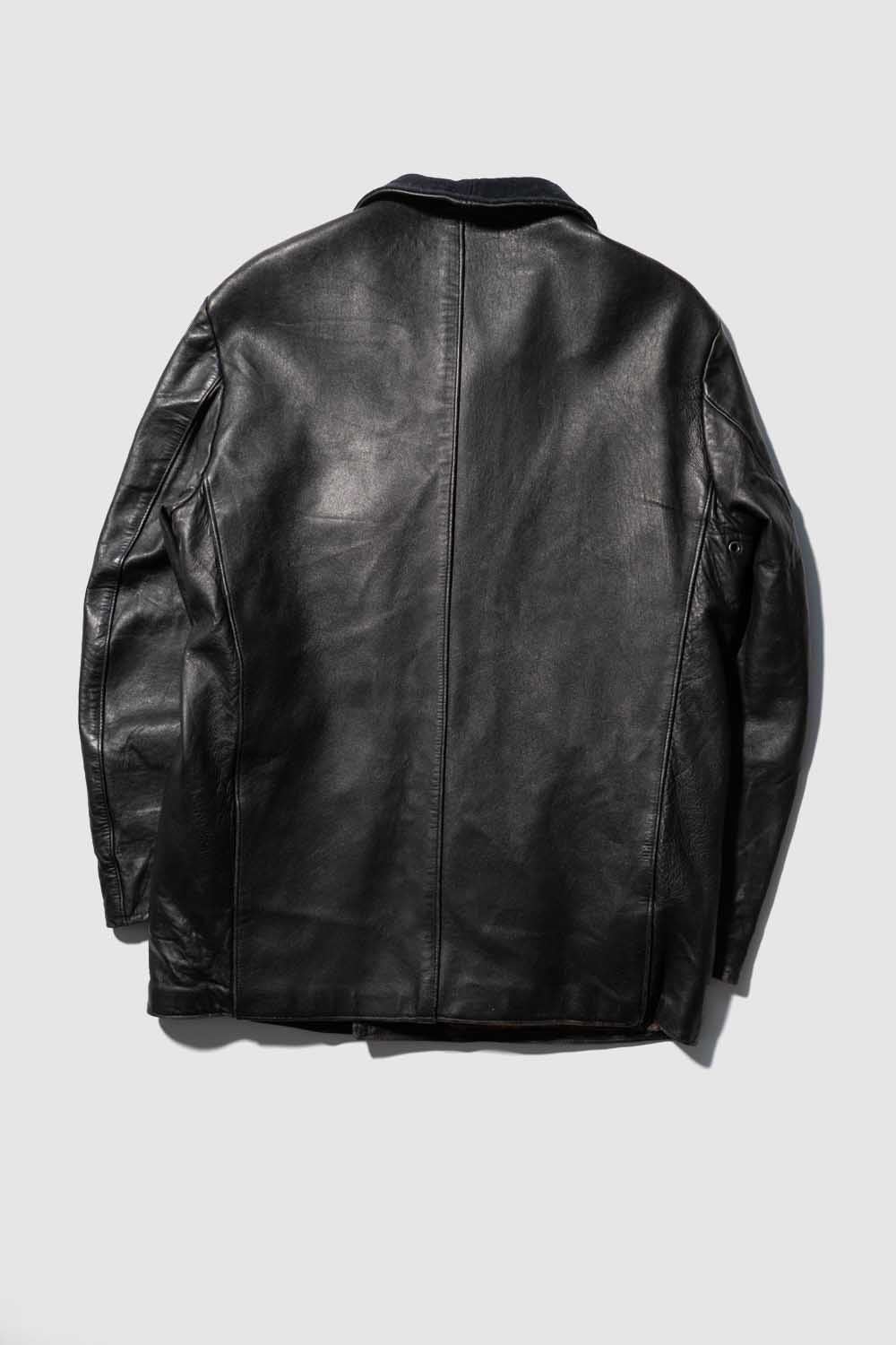 Veste en cuir vintage française Corbusier des années 70-80 « EDF » avec jugulaire