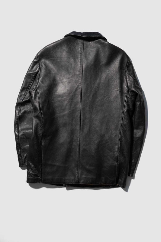 70er-80er Jahre französische Vintage-Corbusier-Lederjacke „EDF” mit Kinnriemen