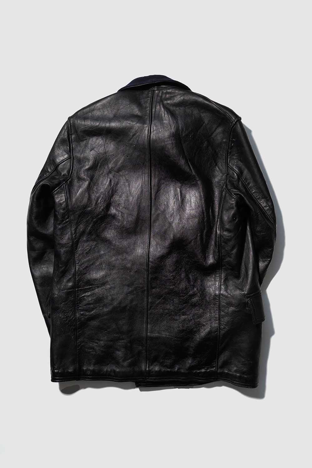 Veste en cuir vintage française Corbusier des années 40-50 « CNET » avec jugulaire