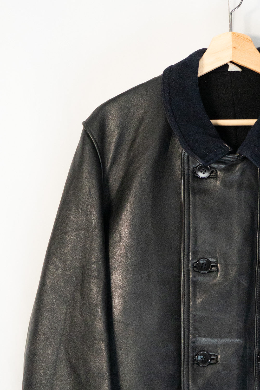 Veste en cuir vintage française Corbusier des années 40-50 « CNET » avec jugulaire